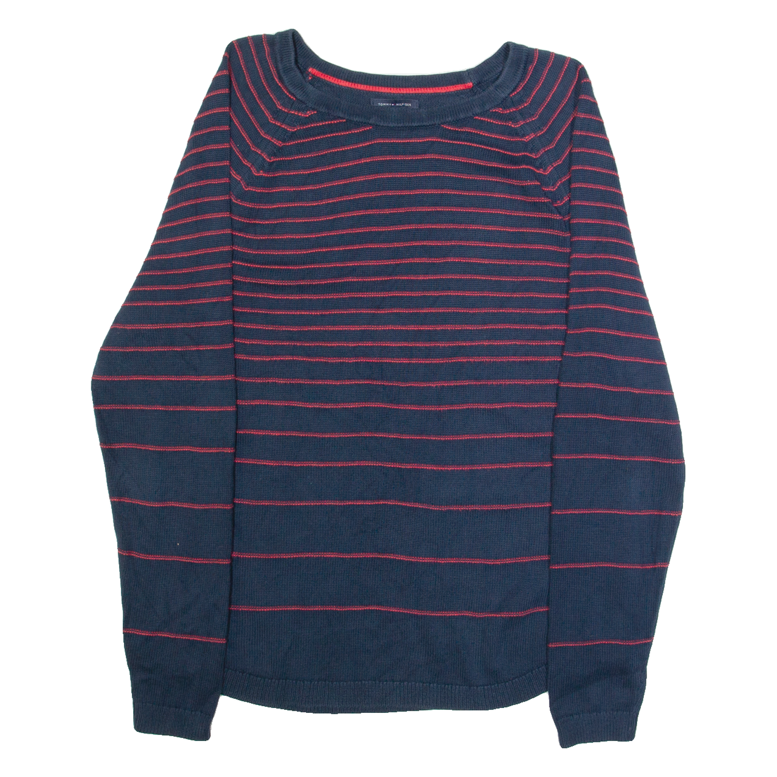 TOMMY HILFIGER Mens Patterned Jumper Blue Striped Tight Knit XL Refurbished - N/A refurbished available on Cerqular