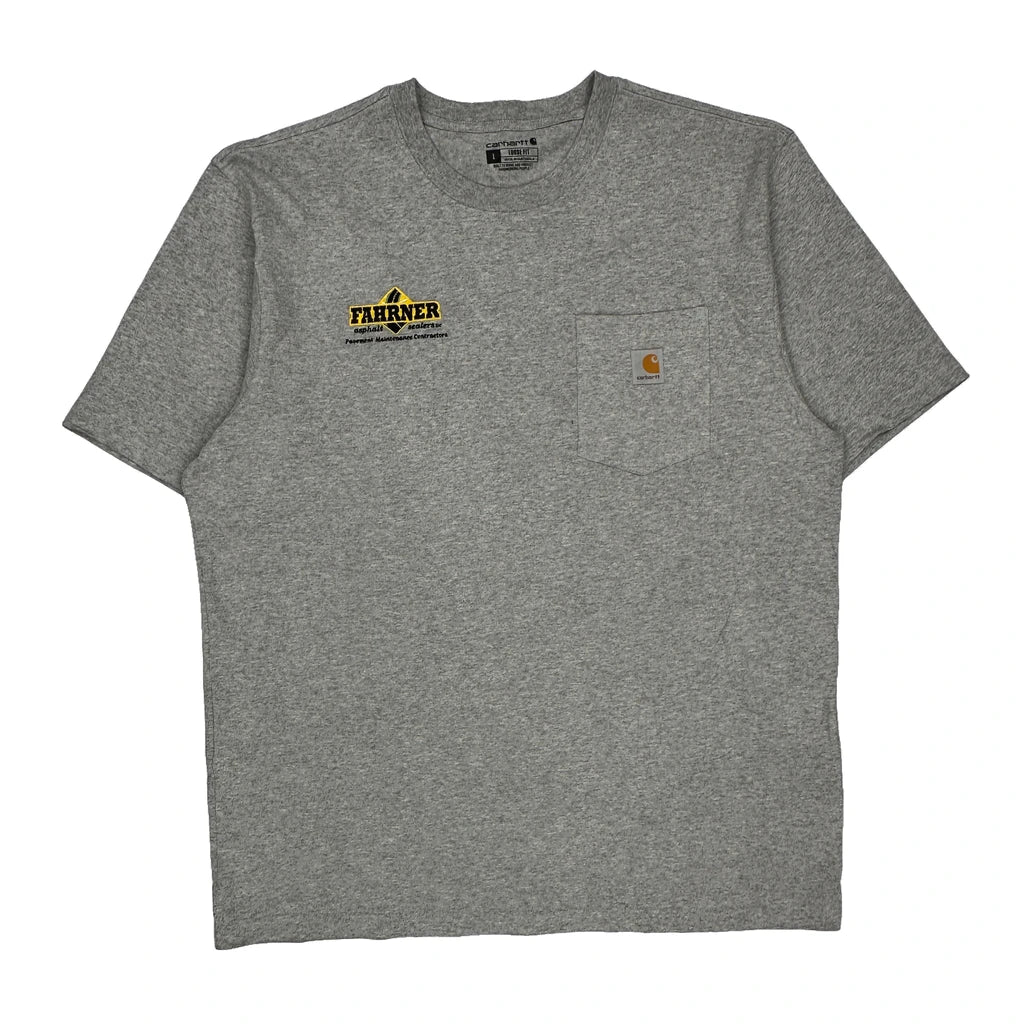 Fahrner Asphalt Sealers Carhartt T-Shirt - Large Grey Cotton Refurbished - Thrifted (note: this is a term often used to describe second- refurbished available on Cerqular