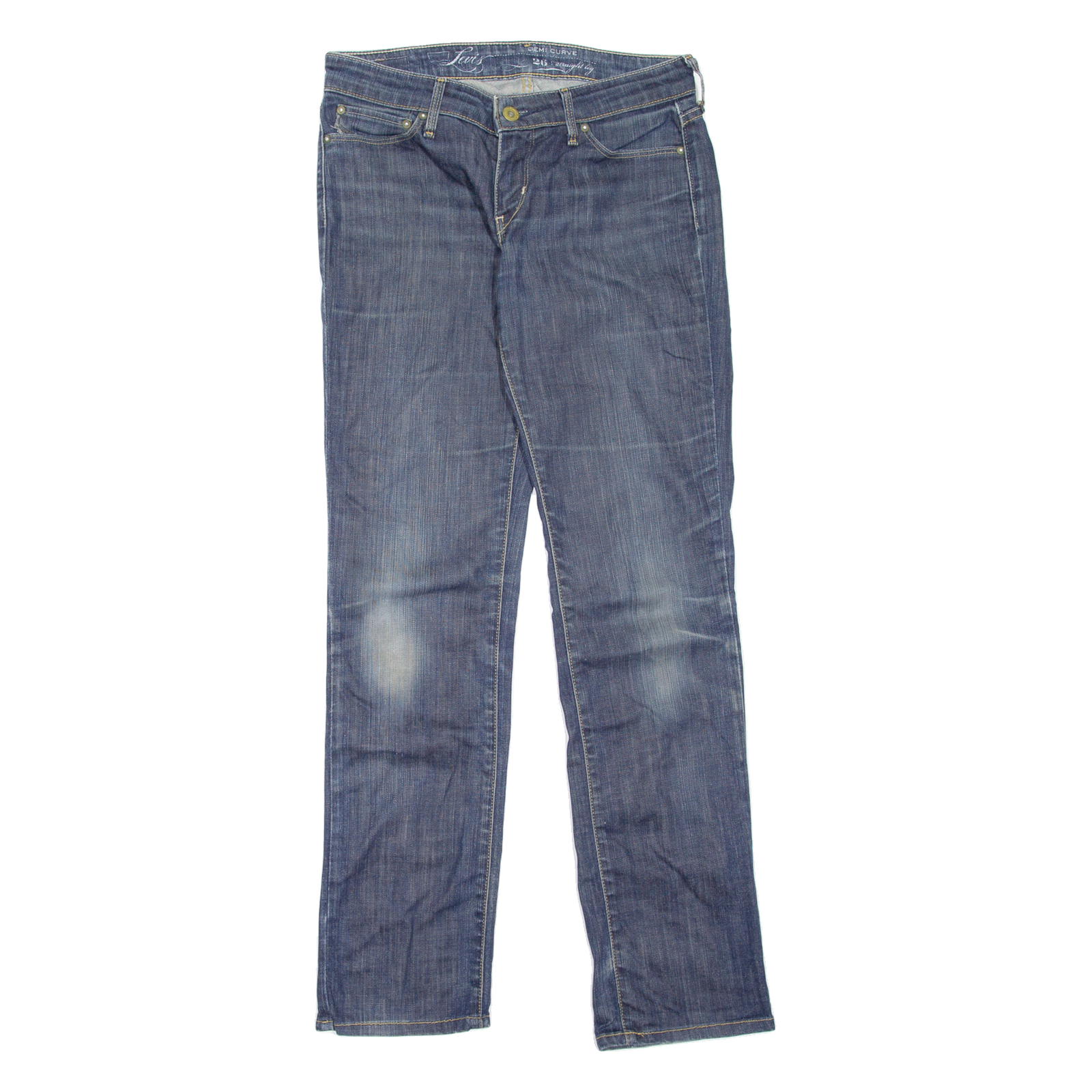 LEVI'S Womens Jeans Blue Regular Straight Stone Wash W26 L32 Refurbished - N/A refurbished available on Cerqular