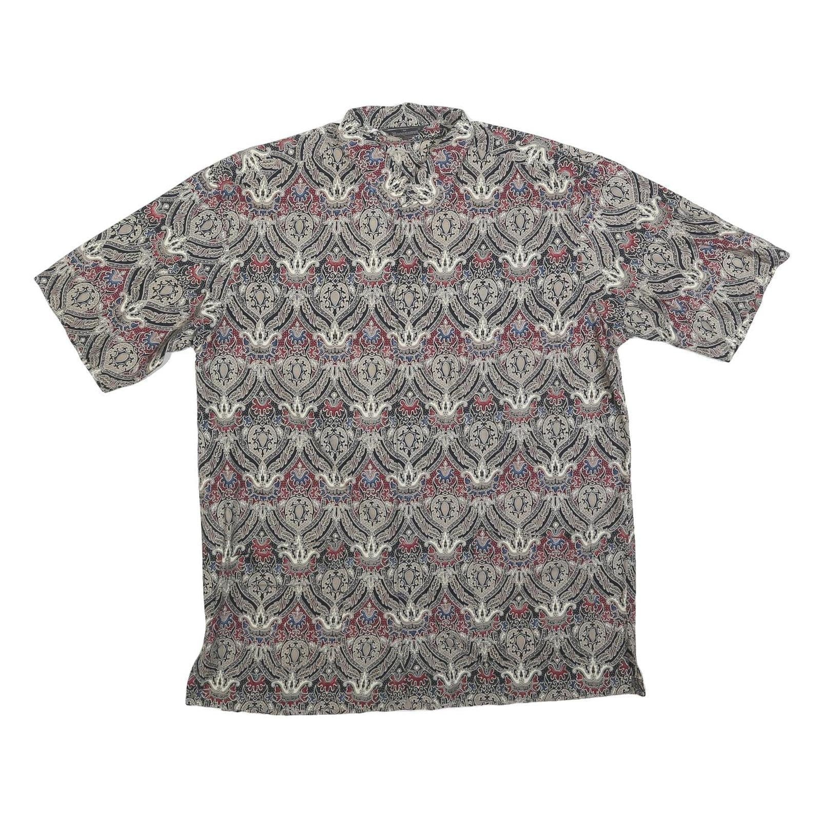 BANGSMAN Mens Cream Pattern Shirt M Polyester Blend Short Sleeve Casual Refurbished - N/A refurbished available on Cerqular