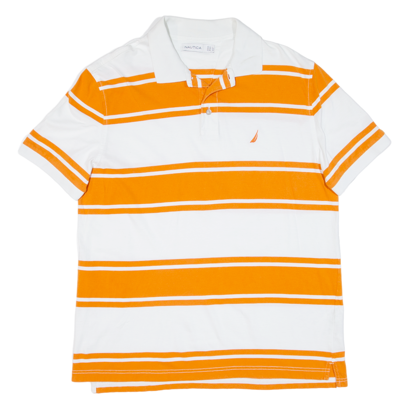 NAUTICA Mens Polo Shirt Orange Striped L Refurbished - N/A refurbished available on Cerqular