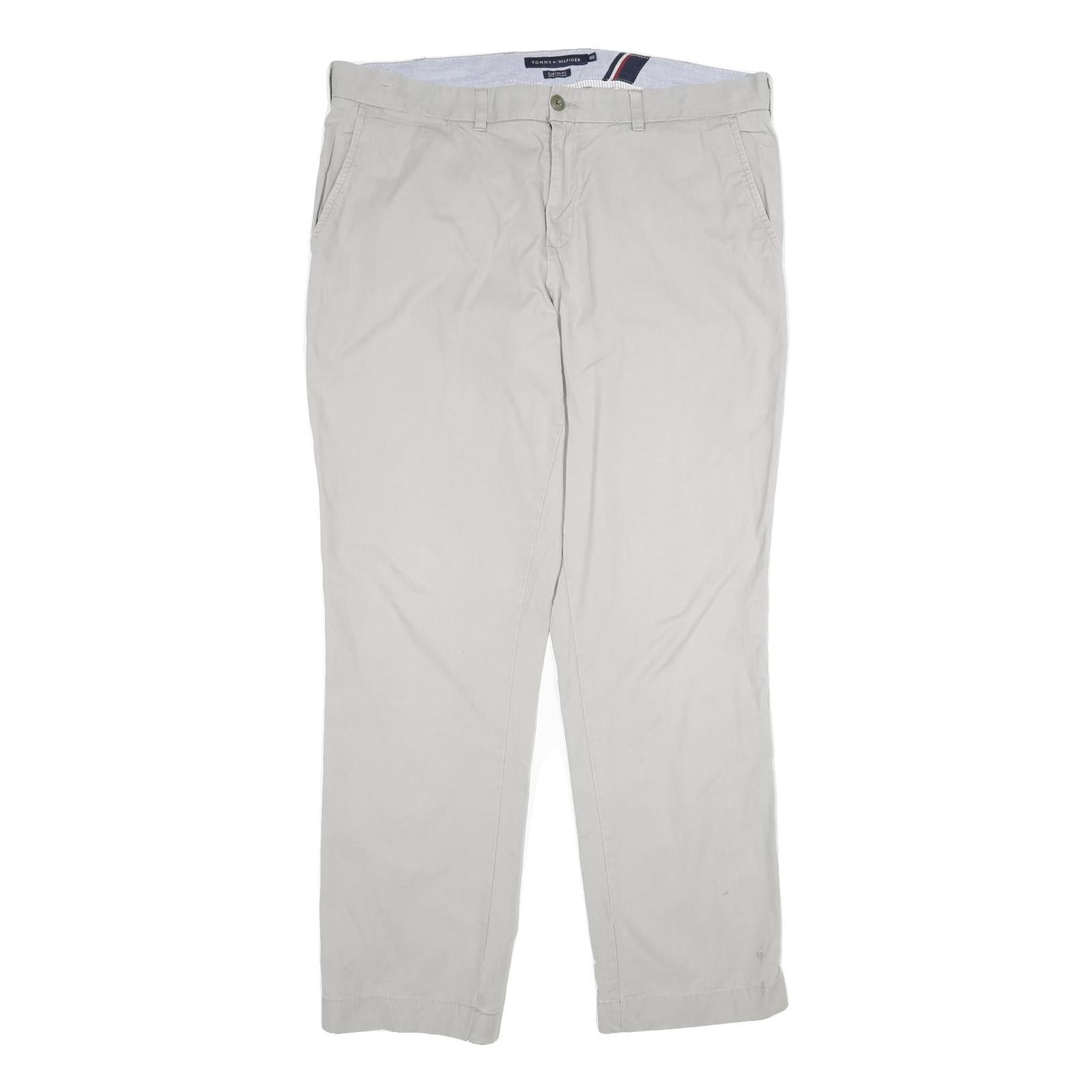 TOMMY HILFIGER Mens Cotton Beige Regular Straight Trousers W38 L30 Casual Refurbished - N/A refurbished available on Cerqular