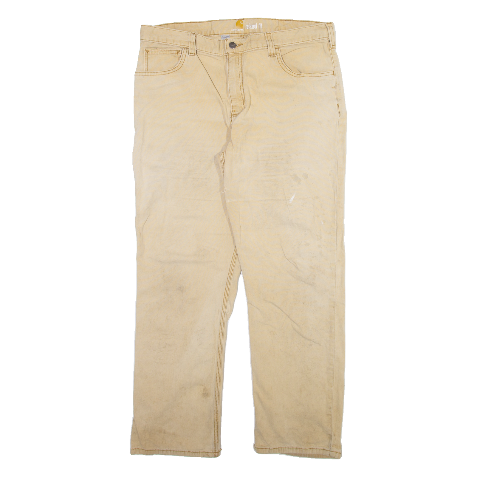 CARHARTT Mens Trousers Cream Relaxed Straight W36 L30 Refurbished - N/A refurbished available on Cerqular