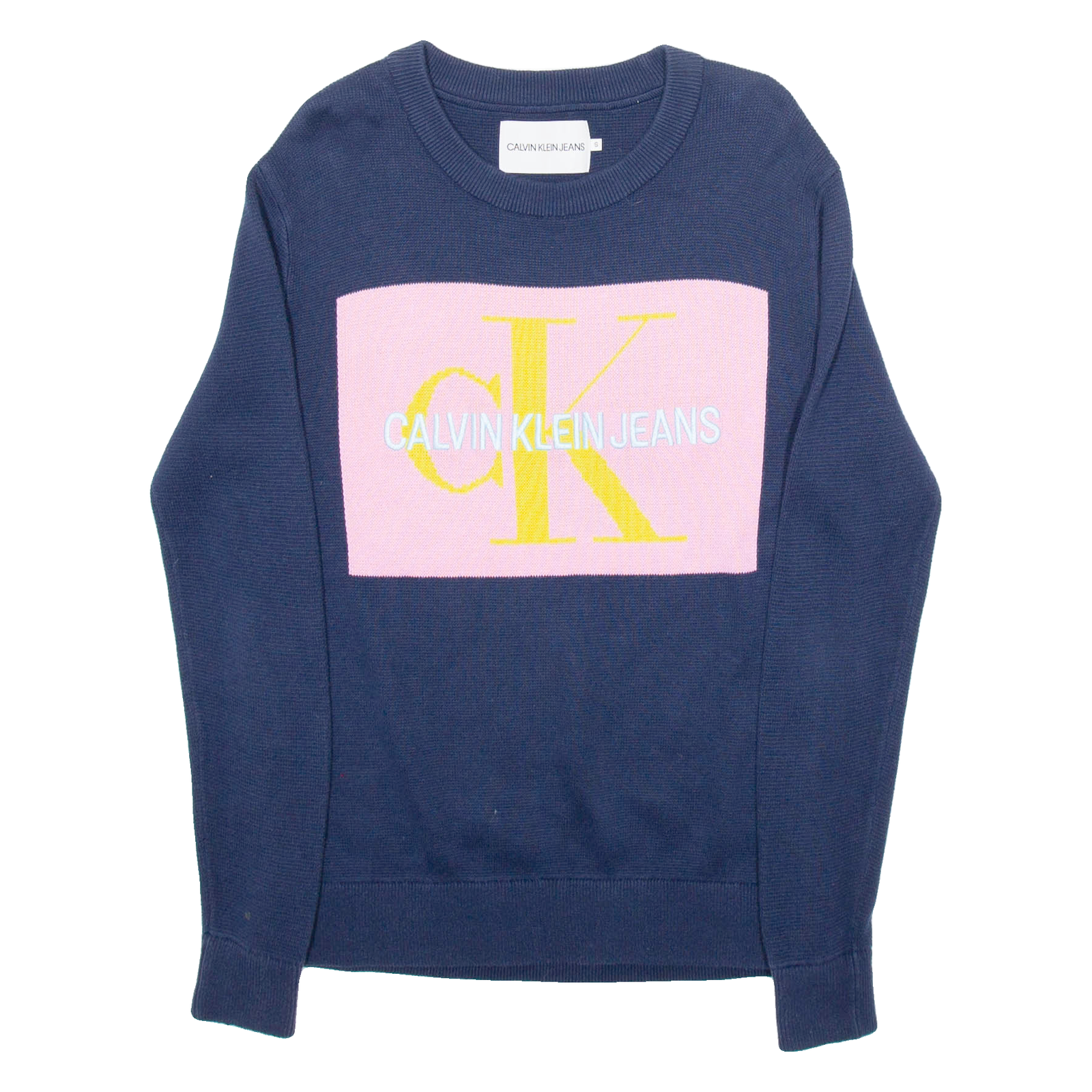CALVIN KLEIN JEANS Womens Patterned Jumper Purple Crazy Pattern Wool S Refurbished - N/A refurbished available on Cerqular
