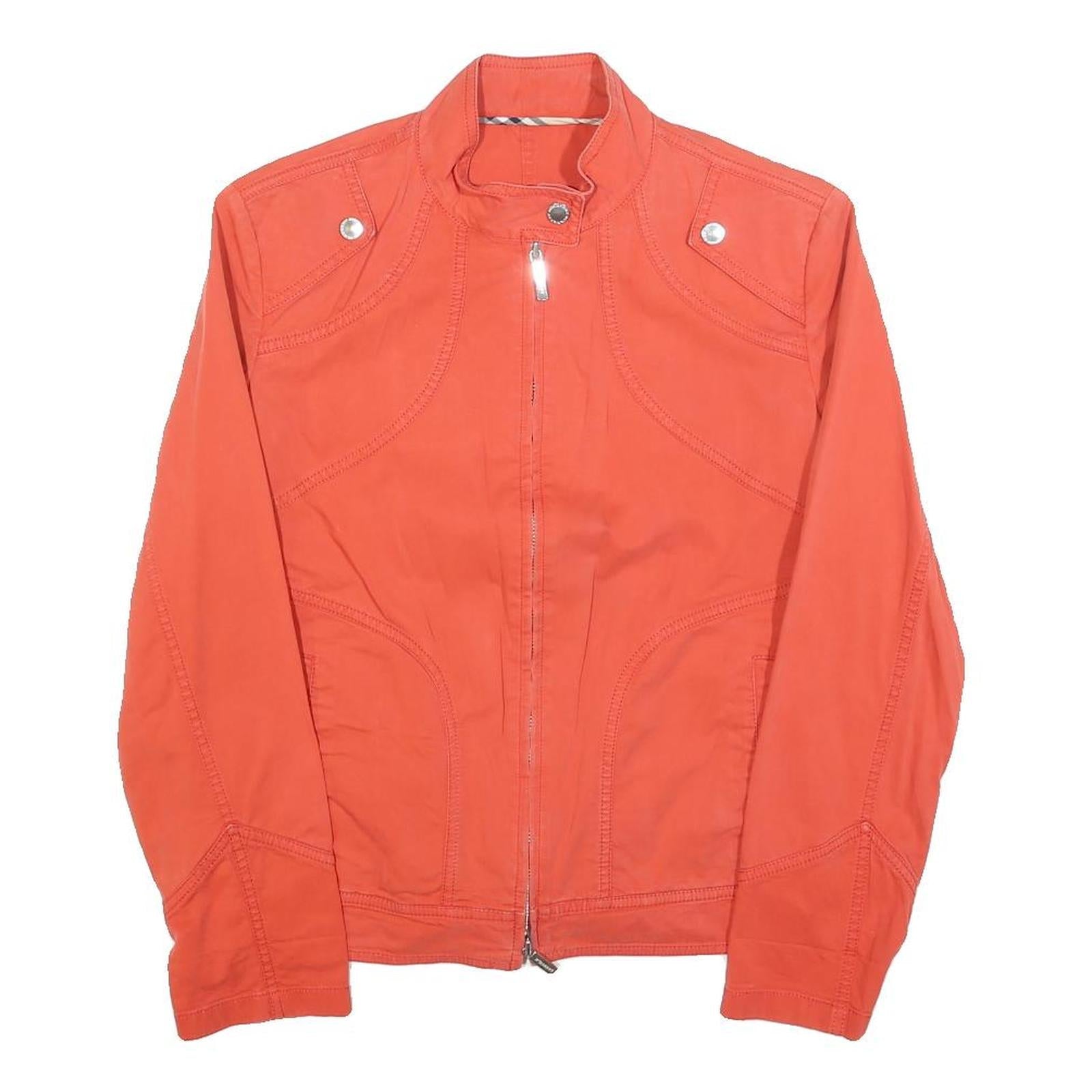 BURBERRY Womens Orange Cotton Blend Jacket S Zip Plain Classic Lightweight Refurbished - N/A refurbished available on Cerqular