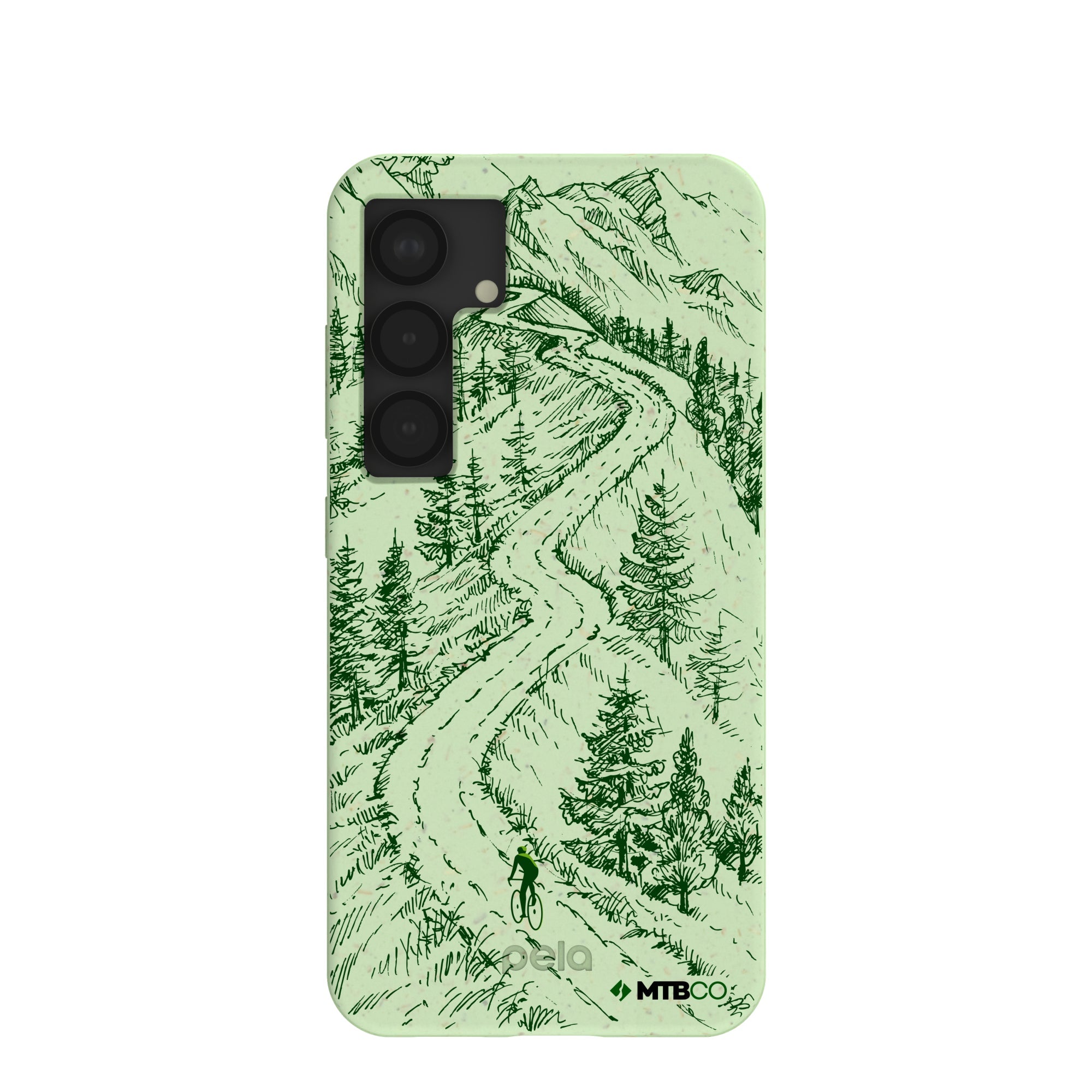 Sage Green Into the Mountains MTBCO Samsung Galaxy S25 Case Refurbished - Pela Case refurbished available on Cerqular
