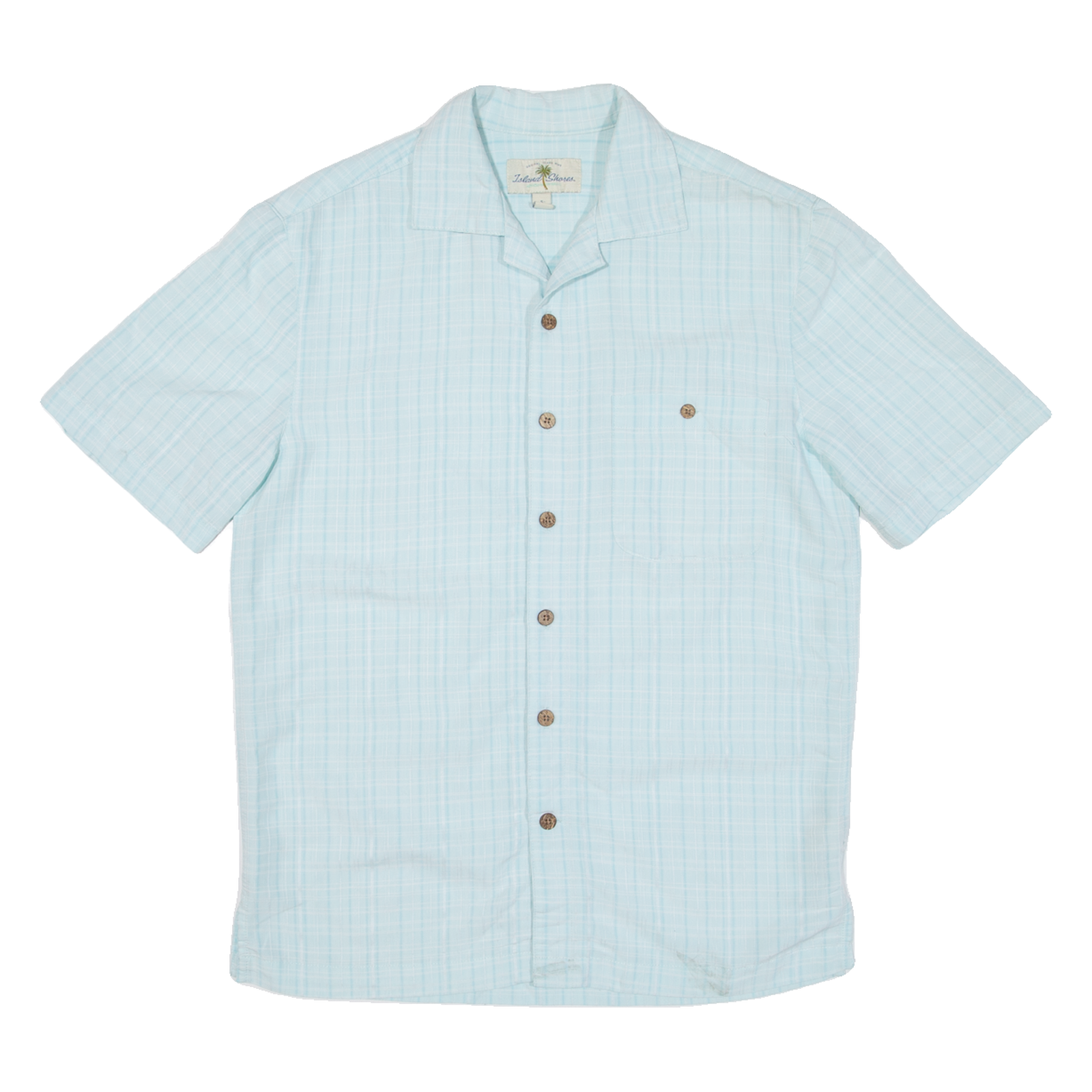 ISLAND SHORES Mens Shirt Blue Check S Refurbished - N/A refurbished available on Cerqular