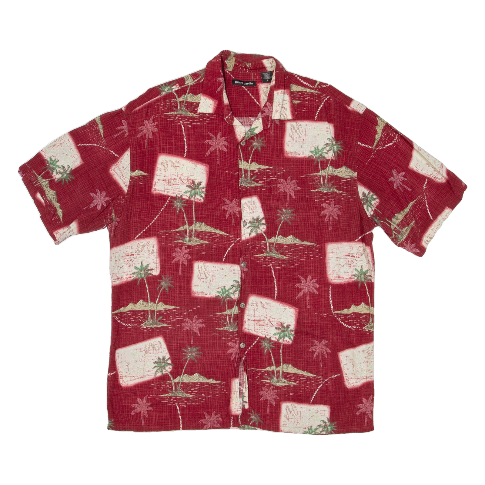 PIERRE CARDIN Mens Hawaiian Shirt Red Floral L Refurbished - N/A refurbished available on Cerqular