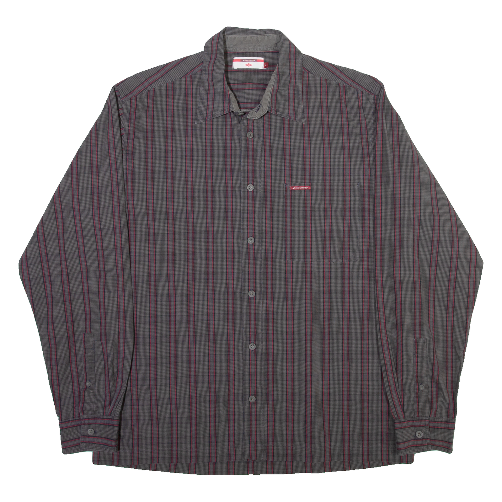 LEE COOPER Mens Shirt Grey Check Long Sleeve L Refurbished - N/A refurbished available on Cerqular