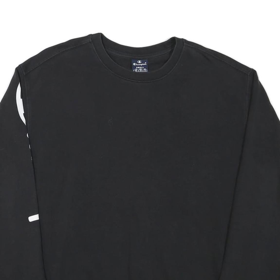 CHAMPION Mens Black Crew Neck S Cotton Blend Sweatshirt Sleeve Logo Refurbished - N/A refurbished available on Cerqular