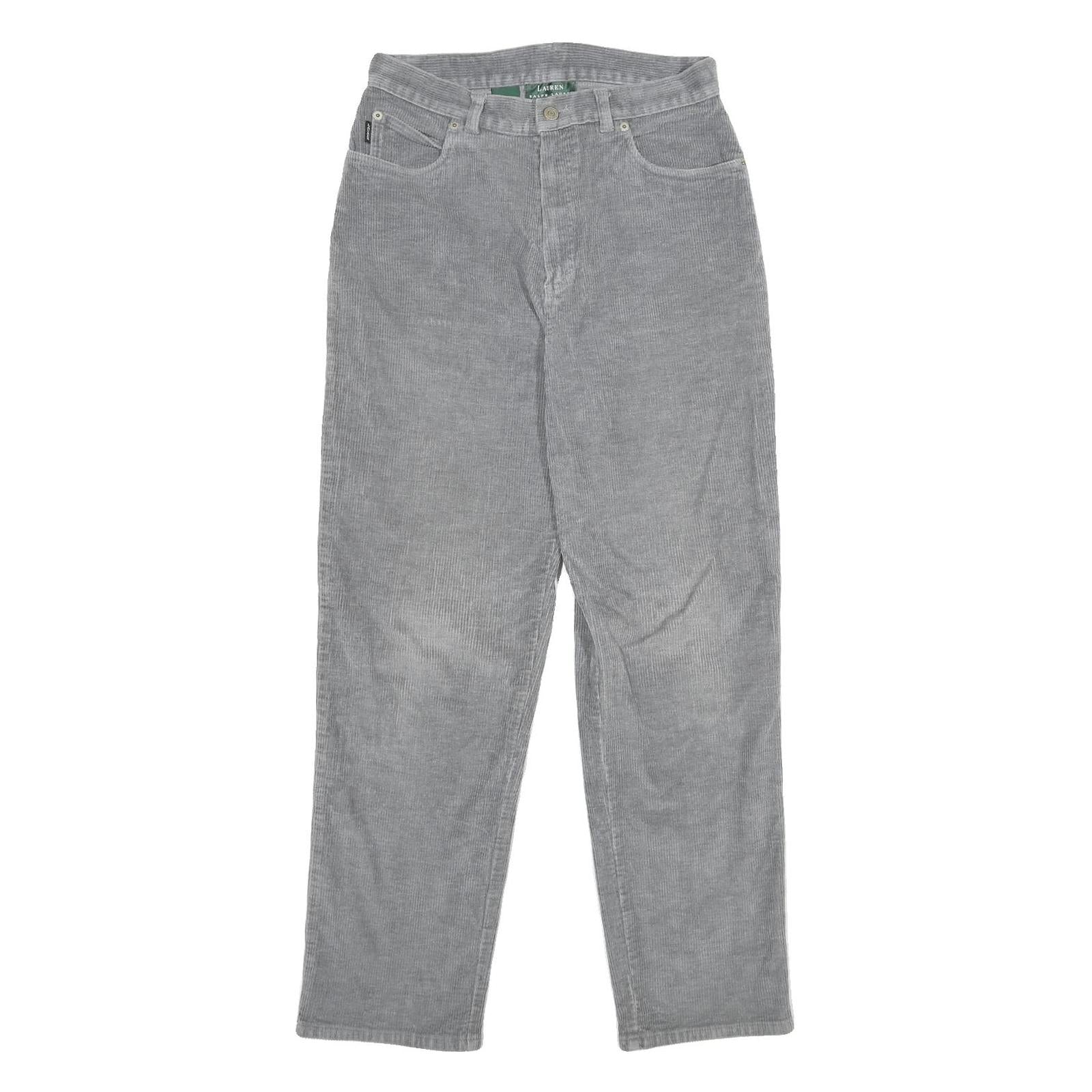 LAUREN RALPH LAUREN Womens Grey Cotton Blend Regular Straight Trousers W28 L29 Refurbished - N/A refurbished available on Cerqular