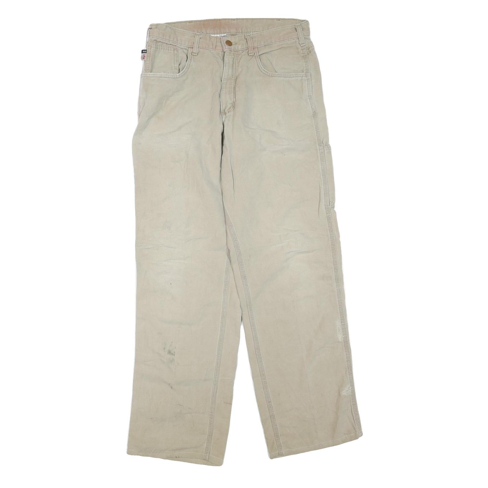 CARHARTT Mens Regular Beige Cotton Blend Zip Trousers W32 L32 Workwear Durable Refurbished - N/A refurbished available on Cerqular