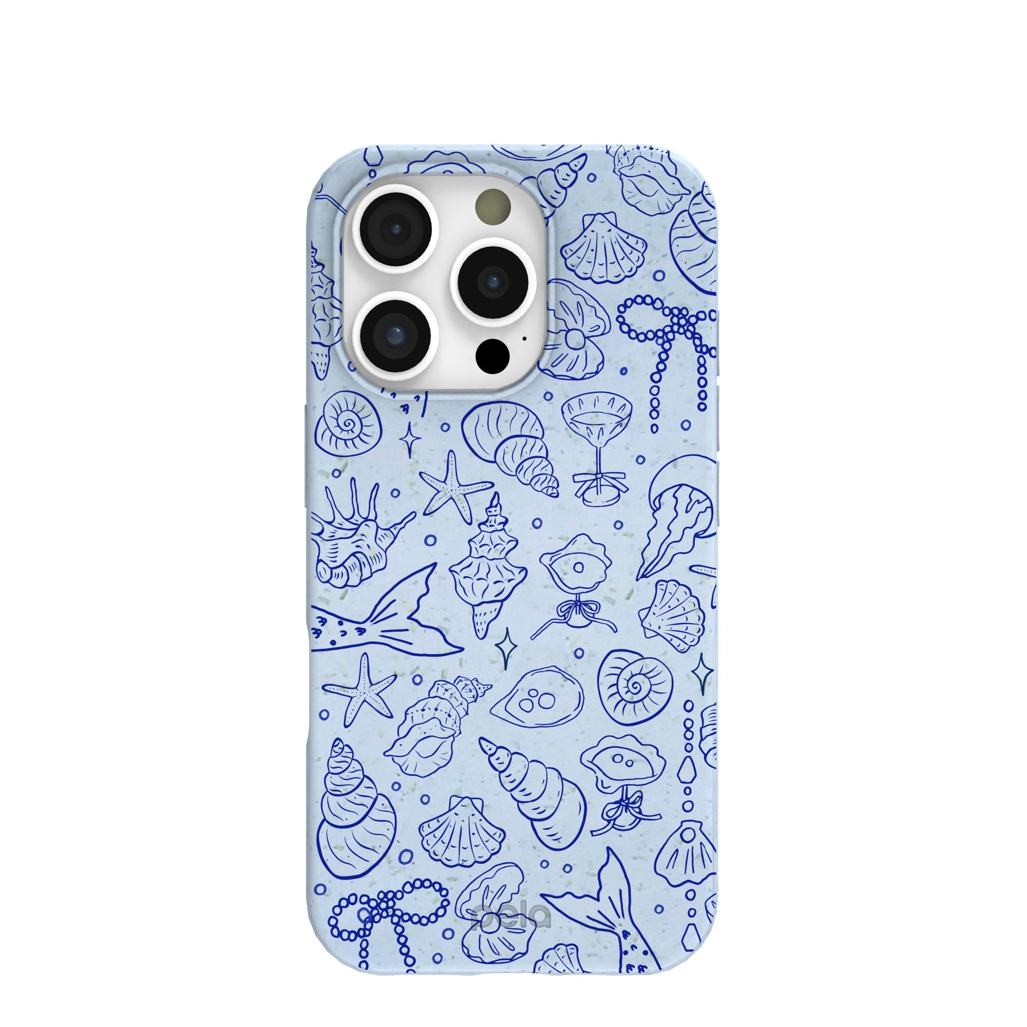 Powder Blue Ocean Charms iPhone 16 Pro Case Refurbished - Pela Case refurbished available on Cerqular