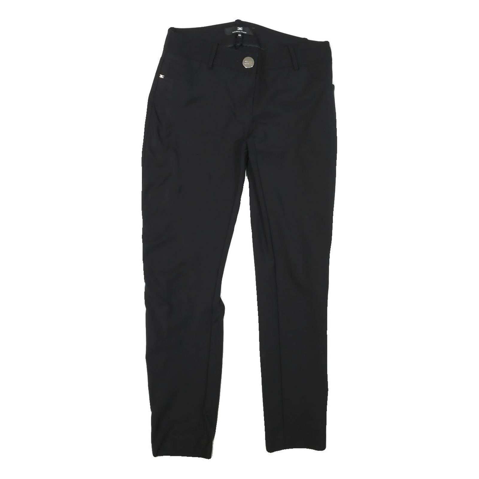 ELISABETTA FRANCHI Womens Black Slim Straight Trousers W28 L27 Polyester Blend Refurbished - N/A refurbished available on Cerqular