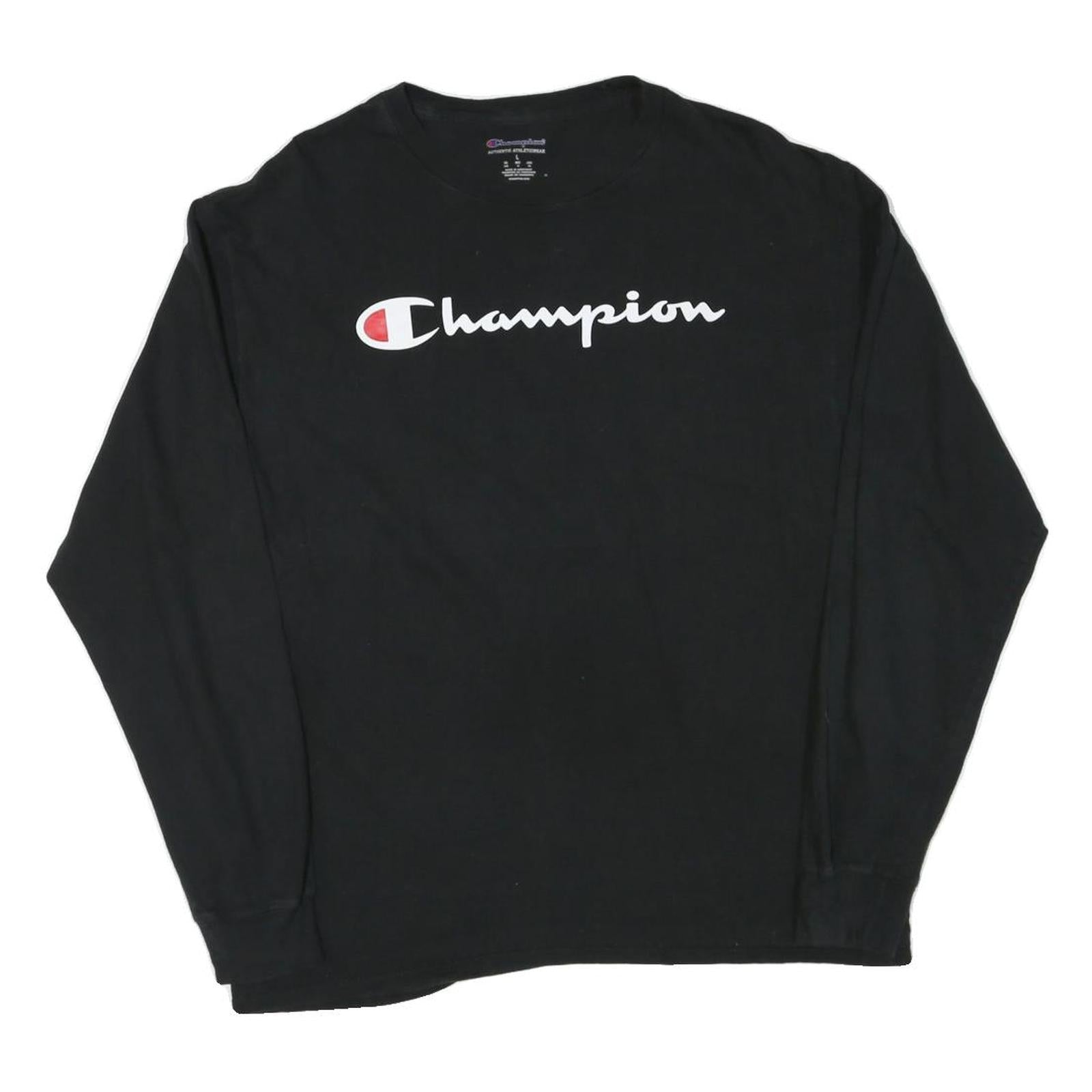 Buy CHAMPION Mens Black Graphic T-Shirt L Long Sleeve Crew Neck Cotton Blend Refurbished - $27.29 CHAMPION Mens Black Graphic T-Shirt L Long Sleeve Crew Neck Cotton Blend Refurbished - N/A refurbished available on Cerqular