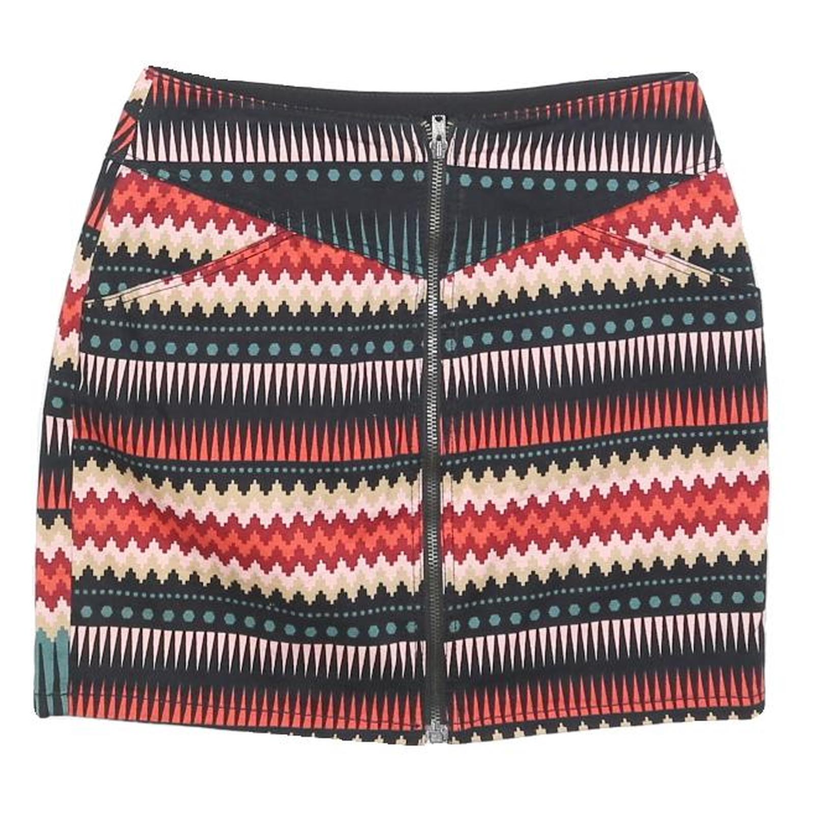 H&M Womens Multicolour Cotton Mini Skirt Tribal Pattern S Stylish Zip Front Refurbished - N/A refurbished available on Cerqular