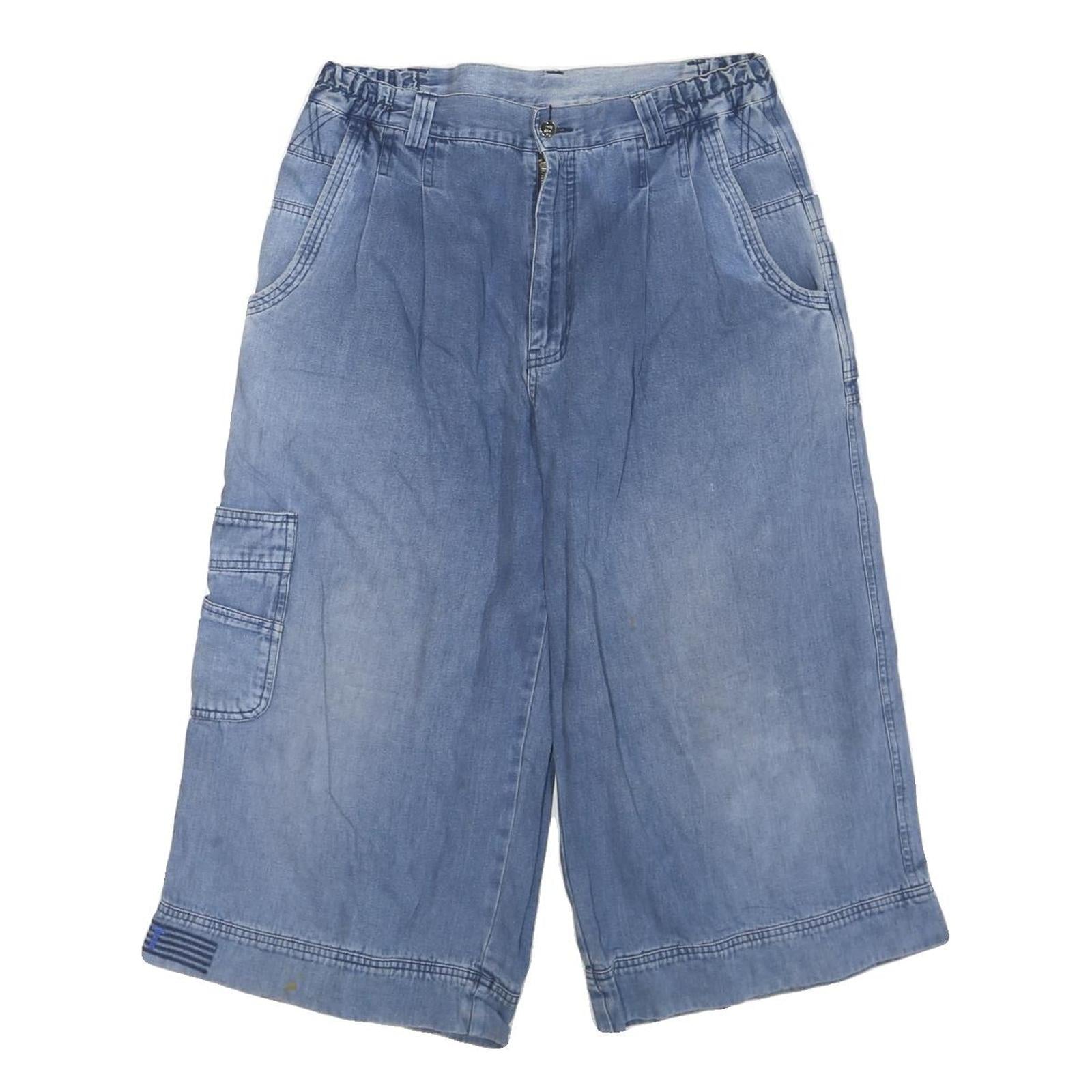 Mens Blue Casual Cotton Blend Cargo Shorts M W32 Button Closure Refurbished - N/A refurbished available on Cerqular