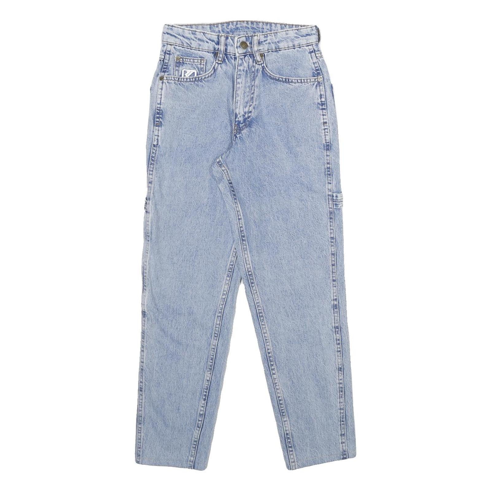 KARL KANI Mens Classic Light Blue Denim Jeans W24 L28 Logo Patchwork Cotton Zip Refurbished - N/A refurbished available on Cerqular