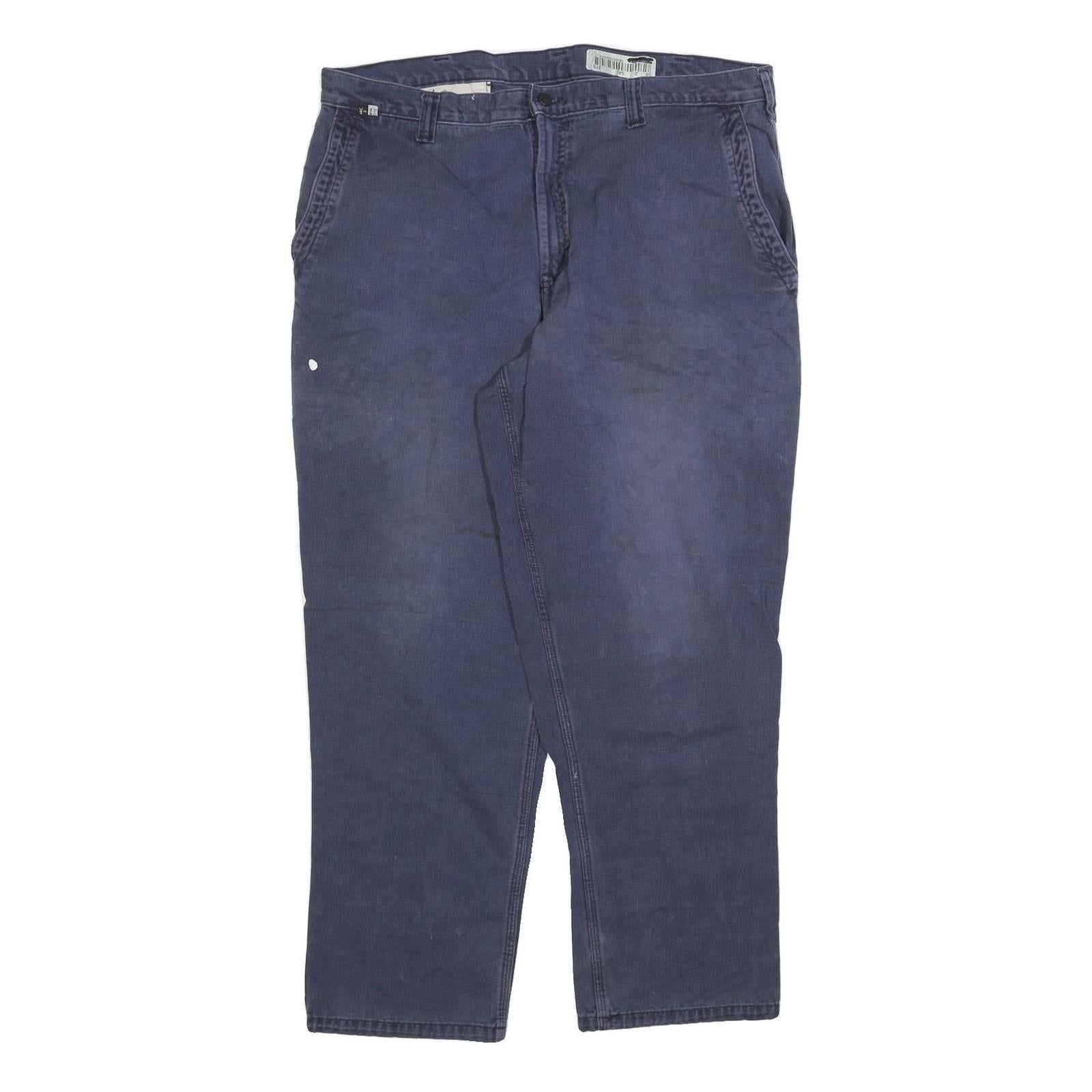 CARHARTT Mens Cotton Blend Navy Relaxed Straight Trousers W38 L32 Durable Refurbished - N/A refurbished available on Cerqular