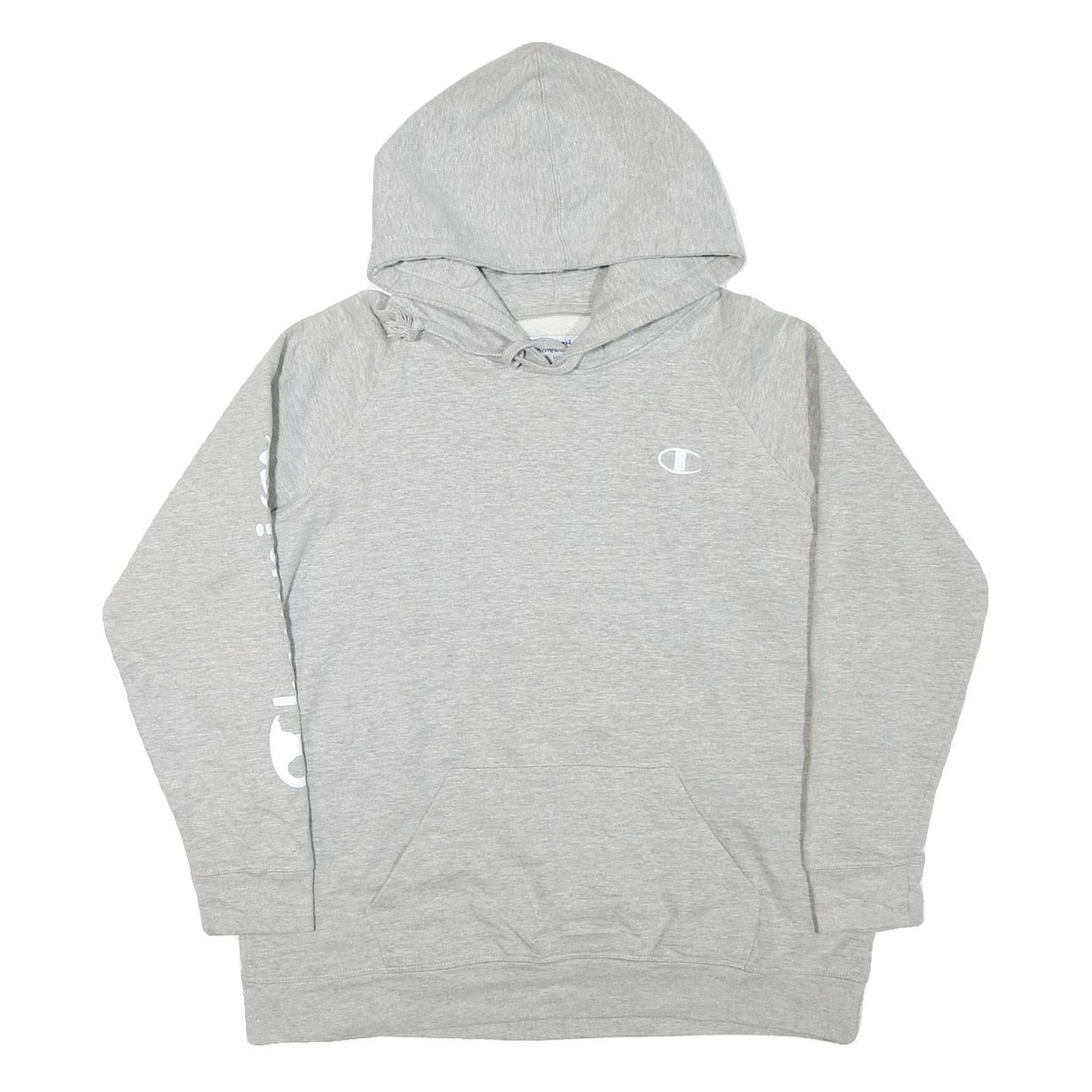 CHAMPION Womens Grey Hoodie M Cotton Blend Pullover Logo Print Refurbished - N/A refurbished available on Cerqular