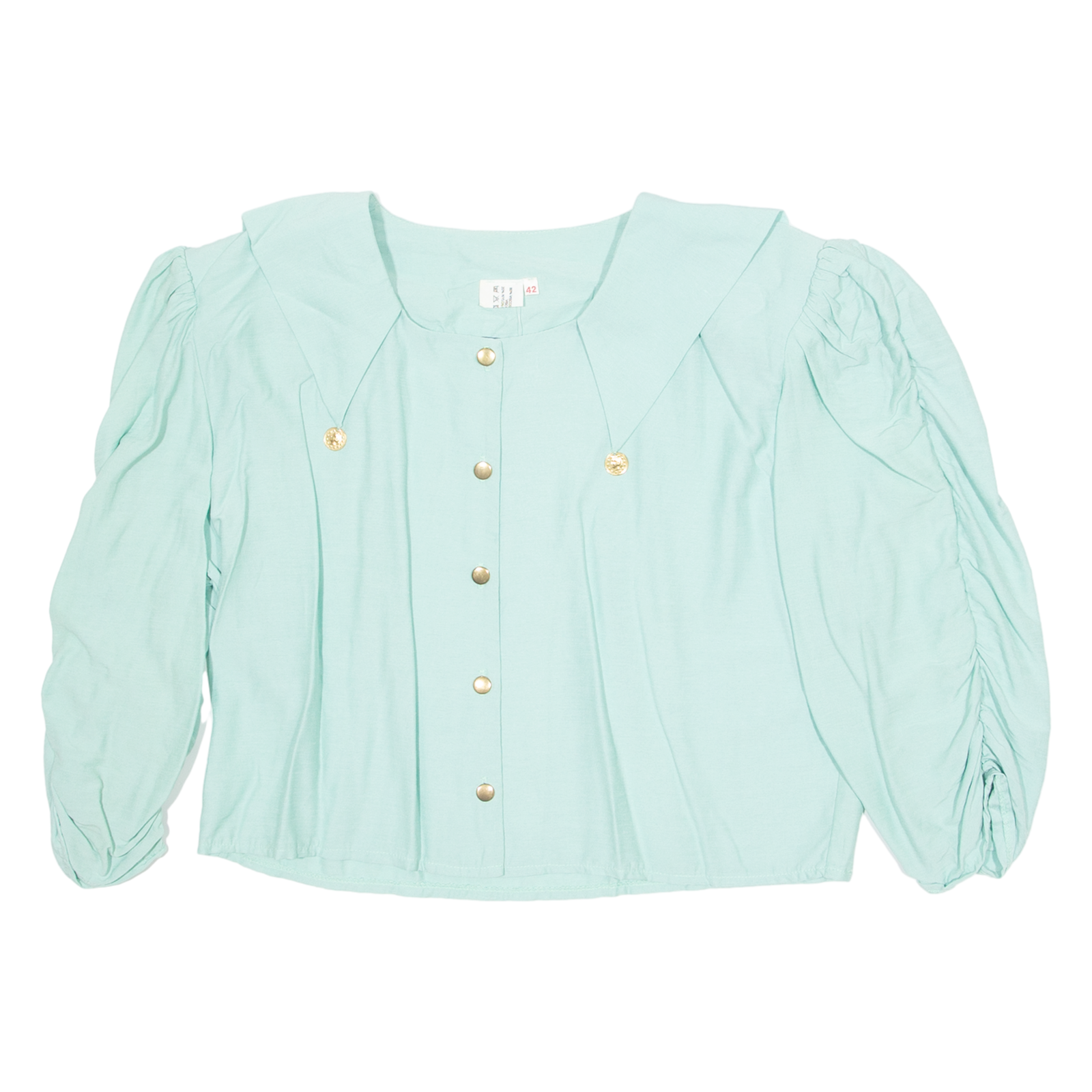Womens Cropped Blouse Blue 3/4 Sleeve Viscose L Refurbished - N/A refurbished available on Cerqular