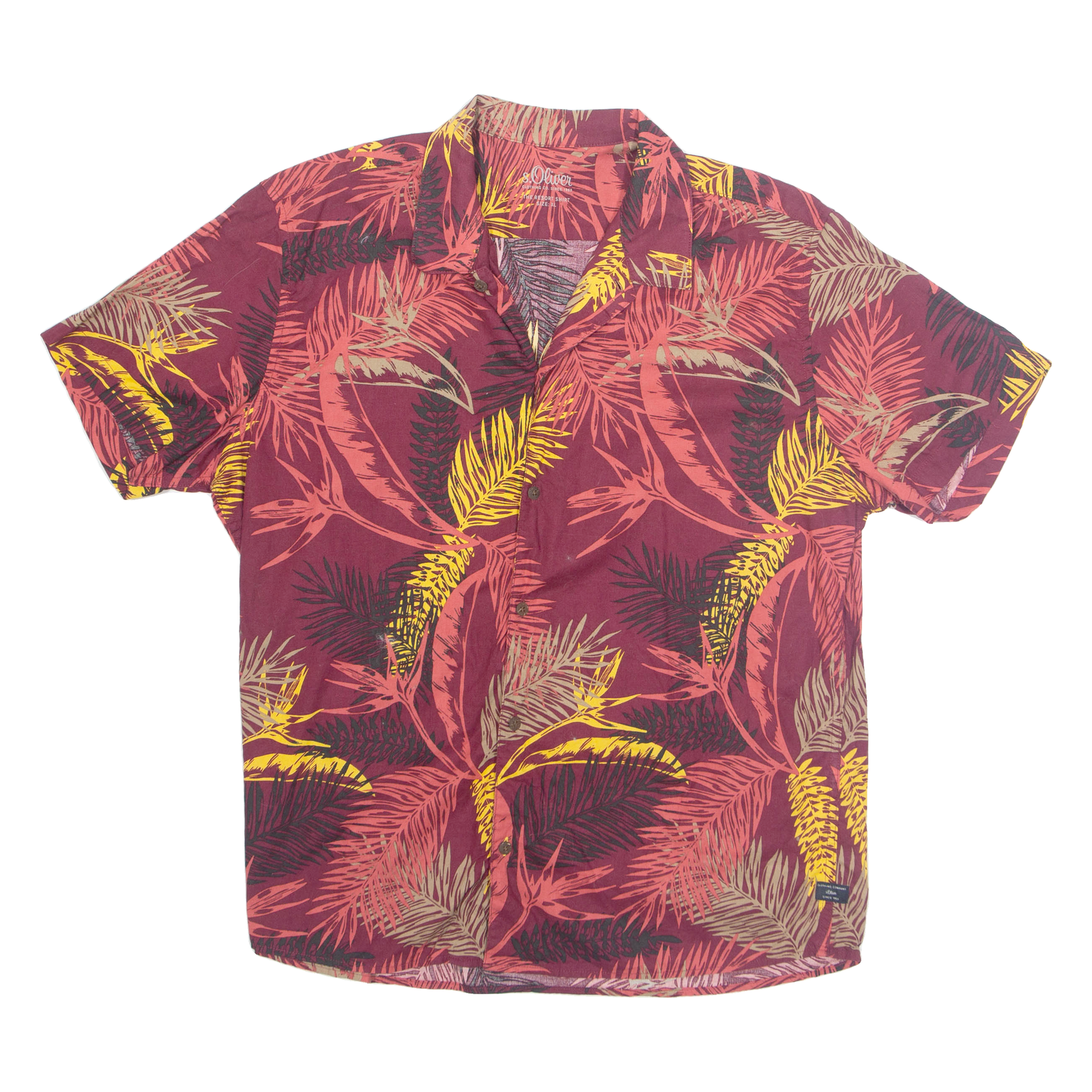 S OLIVER Mens Hawaiian Shirt Red Floral XL Refurbished - N/A refurbished available on Cerqular