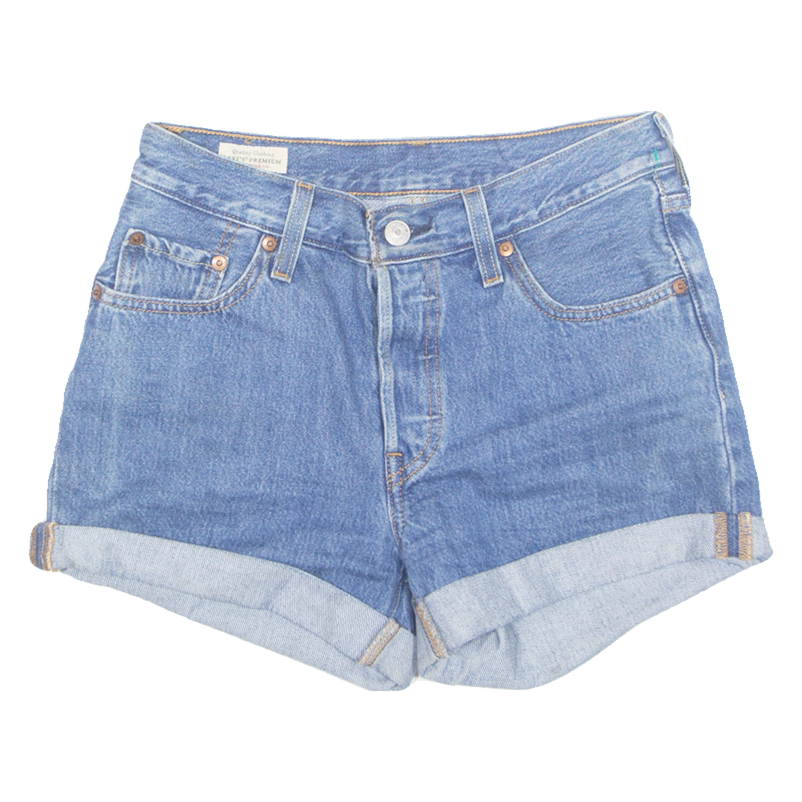 LEVI'S Turn Up 501 Premium E Womens Denim Shorts Blue Relaxed XS W27 Refurbished - N/A refurbished available on Cerqular