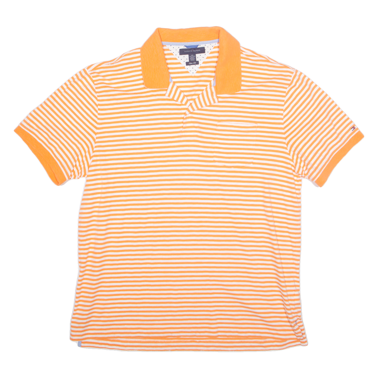 TOMMY HILFIGER Slim Fit Mens Polo Shirt Orange Striped 2XL Refurbished - N/A refurbished available on Cerqular
