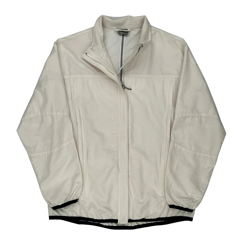 Nike Windbreaker - Large Cream Polyester Refurbished - Thrifted (note: this is a term often used to describe second- refurbished available on Cerqular