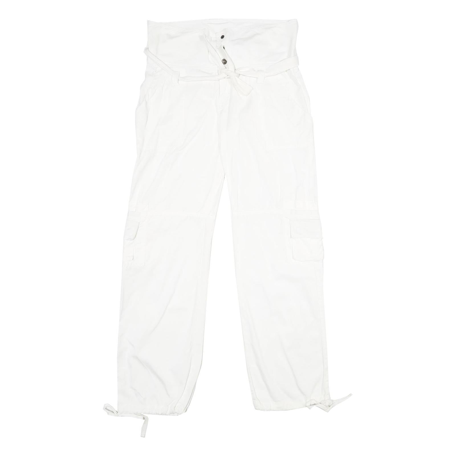 YES OR NO Womens White Cotton Blend Regular Fit Cargo Trousers W34 L32 Snap Refurbished - N/A refurbished available on Cerqular