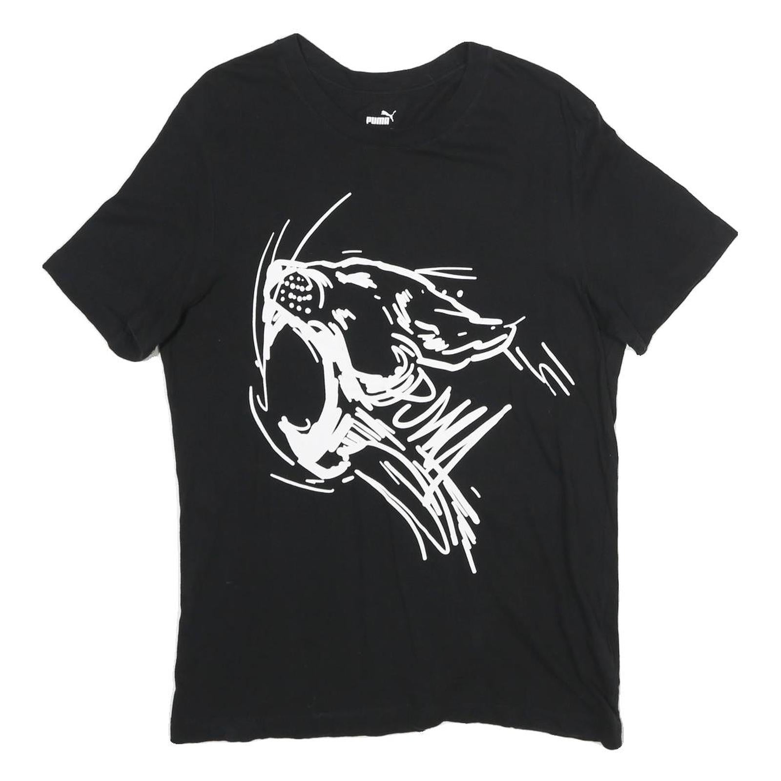 PUMA Mens Black Graphic T-Shirt M Short Sleeve Crew Neck Cotton Casual Sport Refurbished - N/A refurbished available on Cerqular