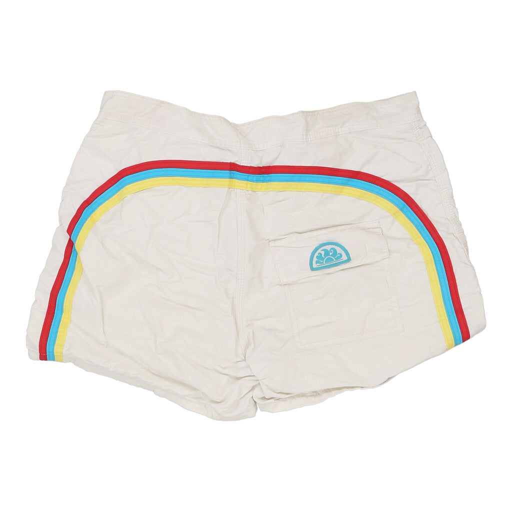 Sundek Swim Shorts - Medium White Nylon Refurbished - Thrifted (note: this is a term often used to describe second- refurbished available on Cerqular
