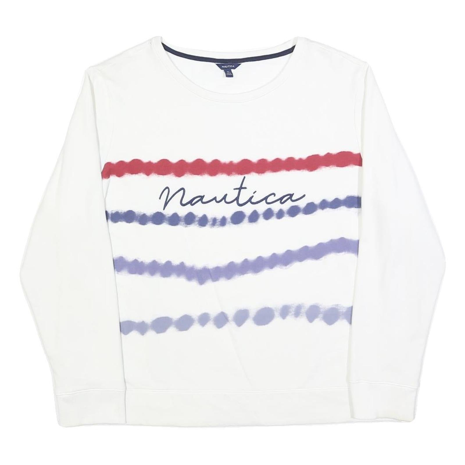 NAUTICA Womens White Blue Red Sweatshirt Crew Neck XL Cotton Blend Casual Refurbished - N/A refurbished available on Cerqular
