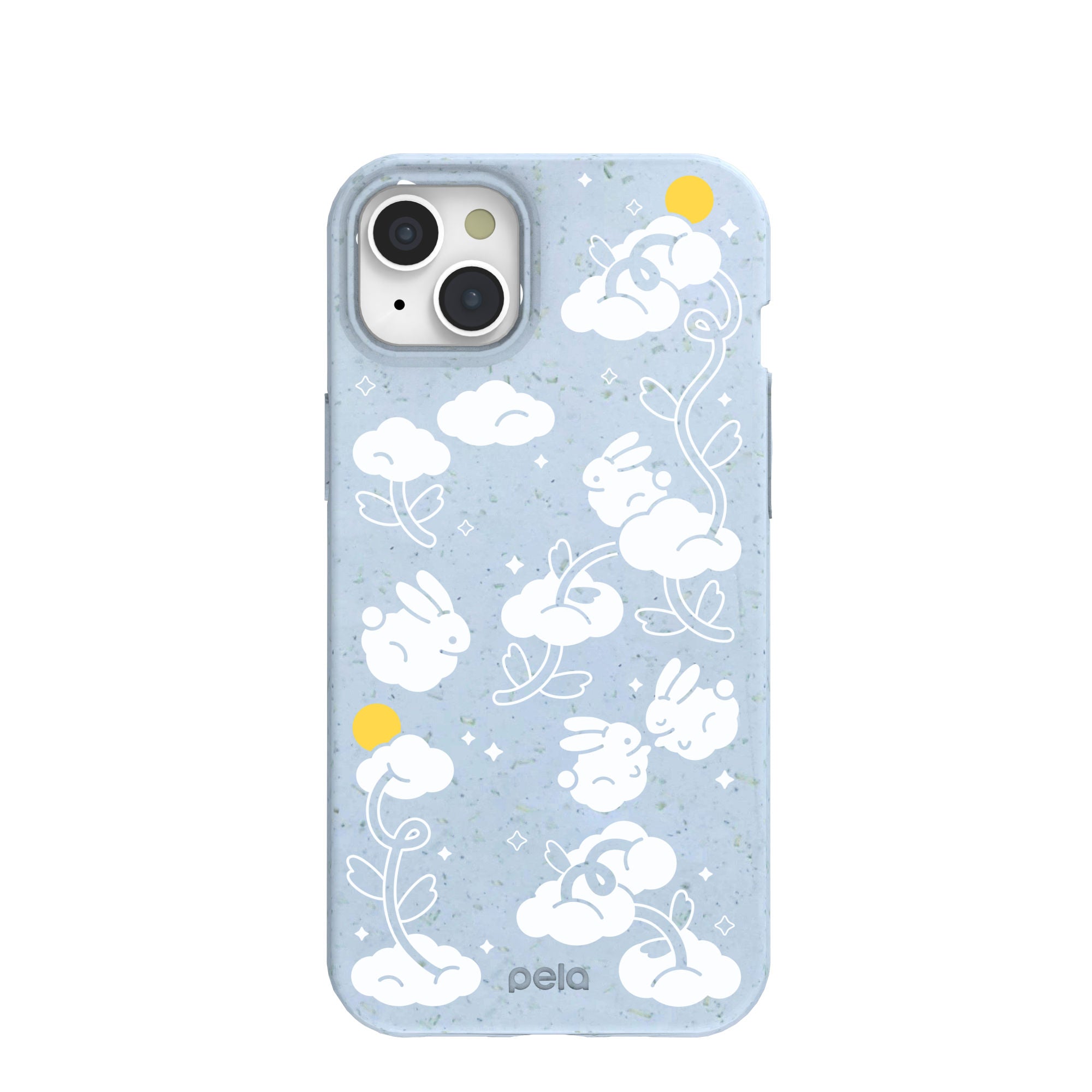 Powder Blue Fluffy Flower iPhone 15 Plus Case Refurbished - Pela Case refurbished available on Cerqular