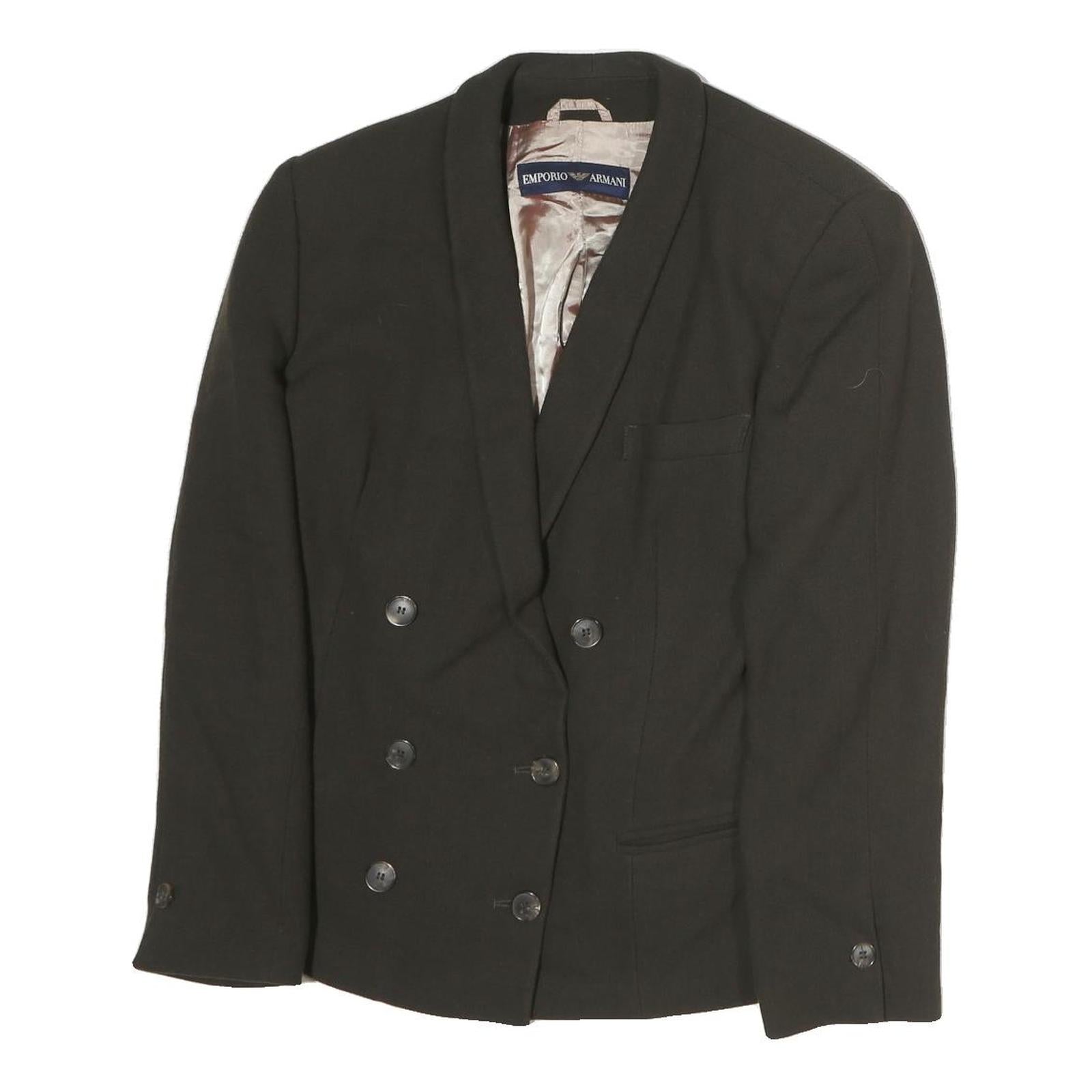 EMPORIO ARMANI Womens Black Button Cotton Blend Jacket M Plain Classic Tailored Refurbished - N/A refurbished available on Cerqular