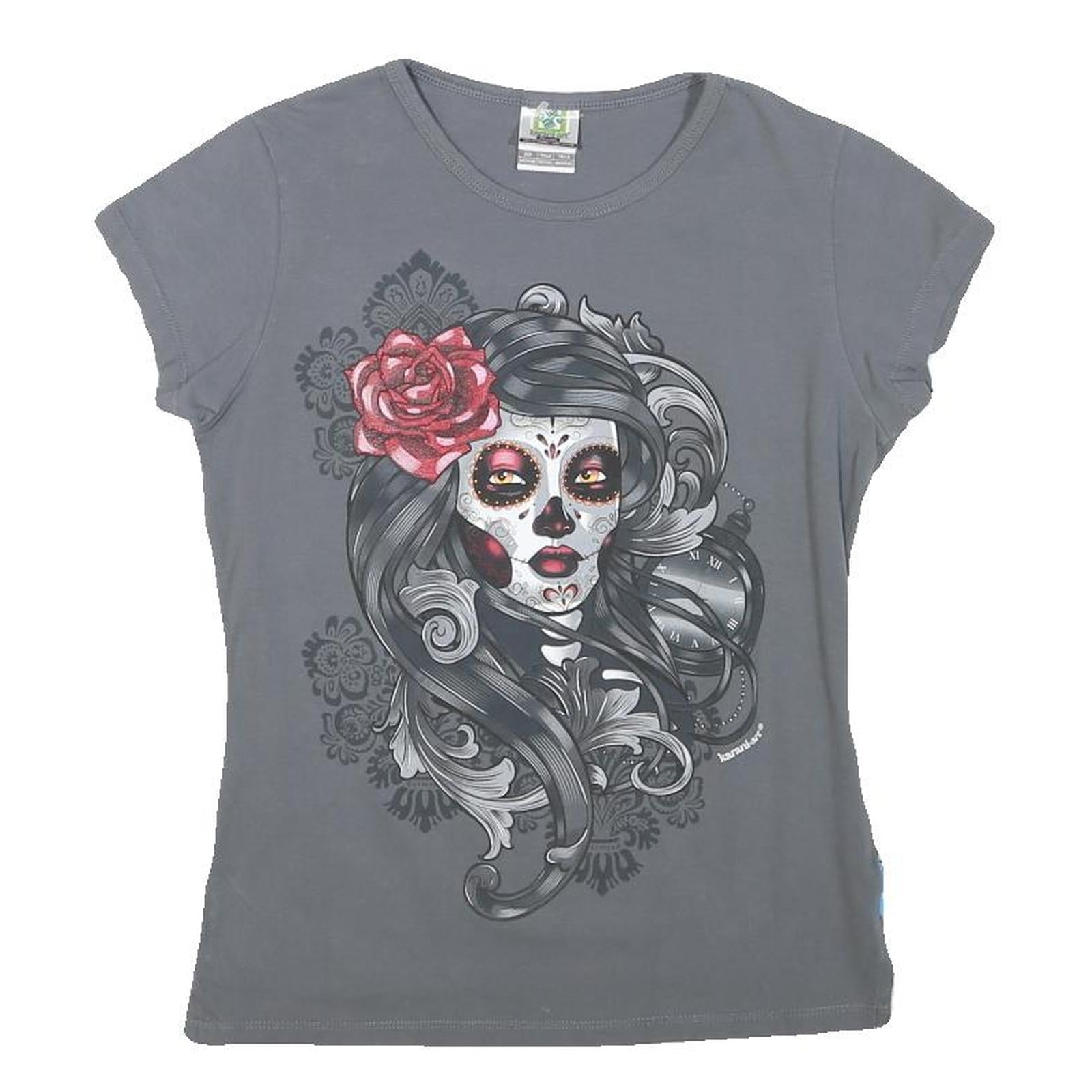 KARIAN ART Womens Grey Graphic T-Shirt M Short Sleeve Round Neck Cotton Blend Refurbished - N/A refurbished available on Cerqular