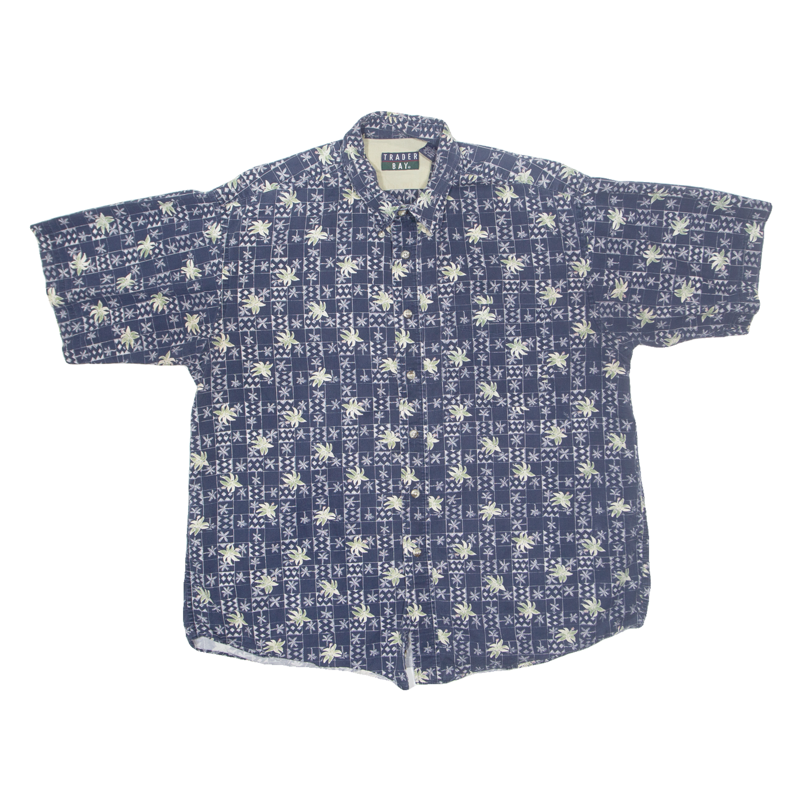 TRADER BAY Mens Hawaiian Shirt Blue Floral L Refurbished - N/A refurbished available on Cerqular
