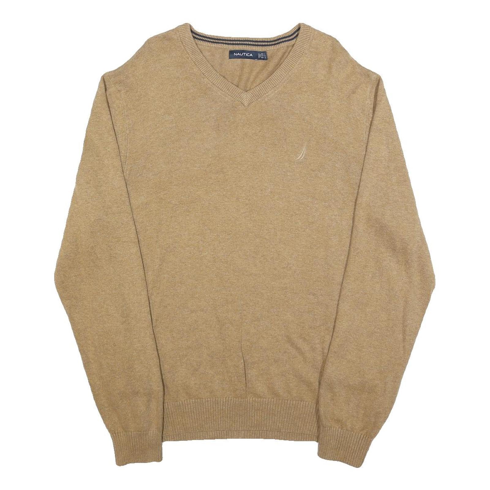 NAUTICA Mens Beige Cotton Blend Patterned V-Neck Basic Knit Jumper XL Casual Refurbished - N/A refurbished available on Cerqular