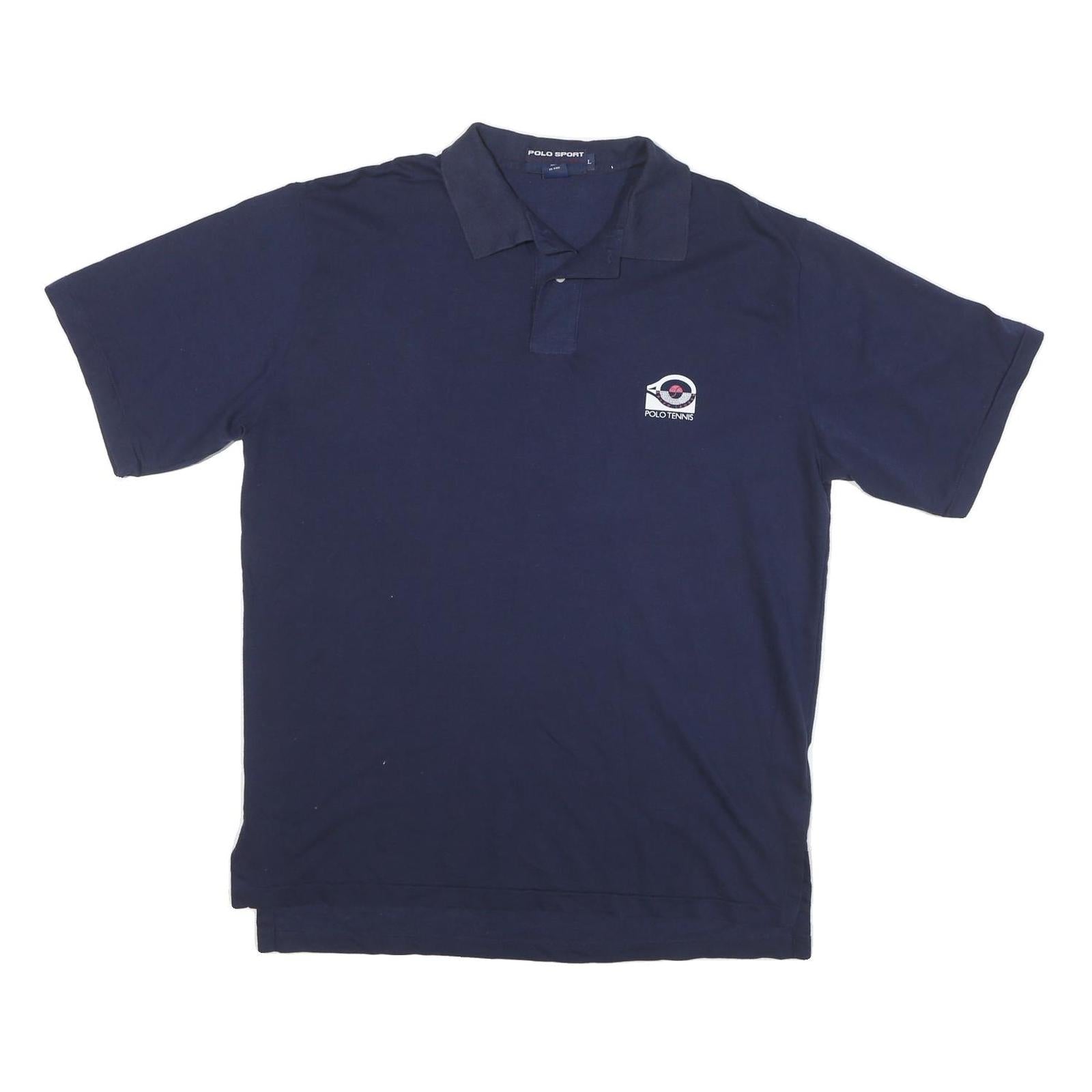 POLO SPORT RALPH LAUREN Mens Navy Blue Polo Tennis Short Sleeve Plain L Cotton Refurbished - N/A refurbished available on Cerqular