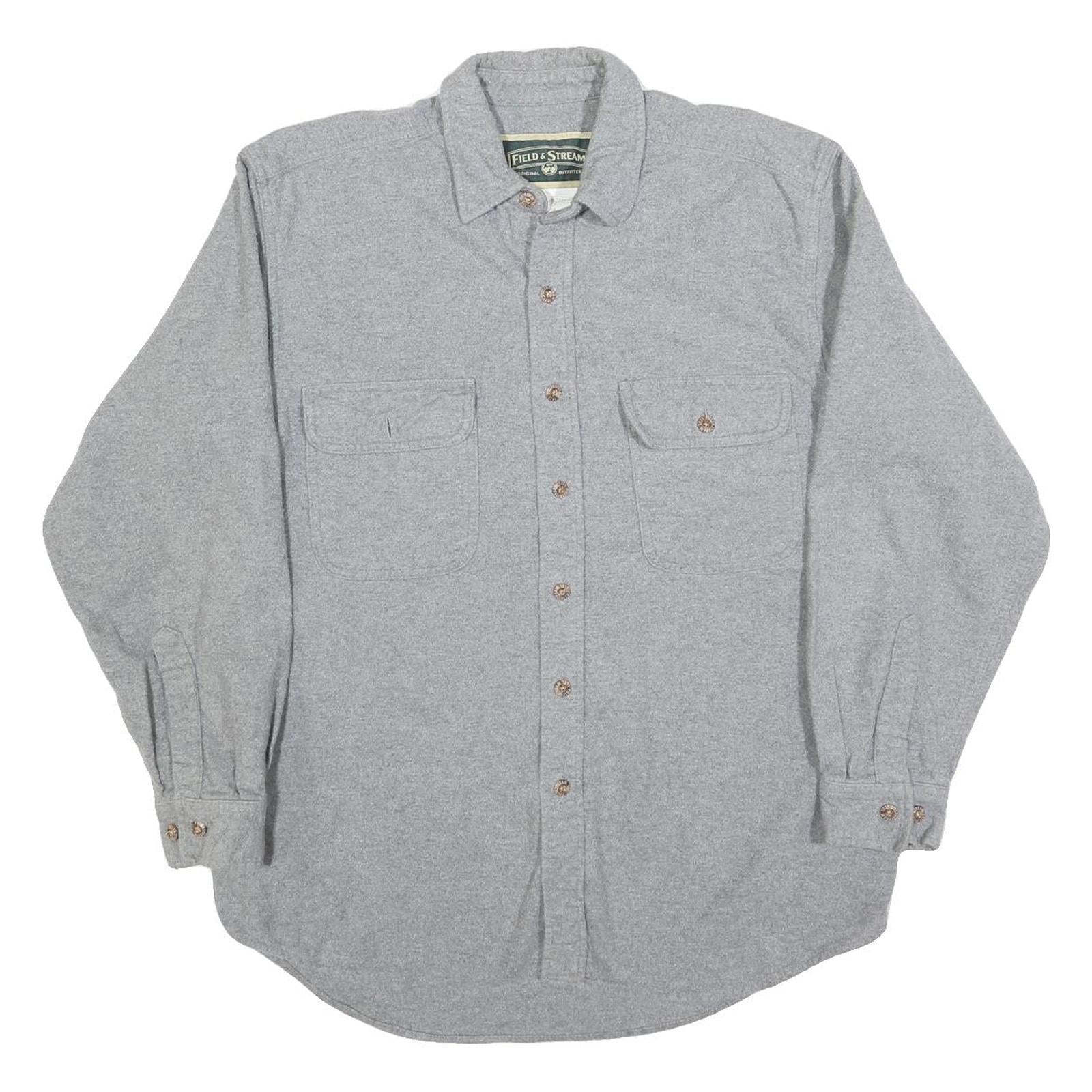 FIELD & STREAM Mens Grey Cotton Blend Shirt M Casual Long Sleeve Button Down Refurbished - N/A refurbished available on Cerqular