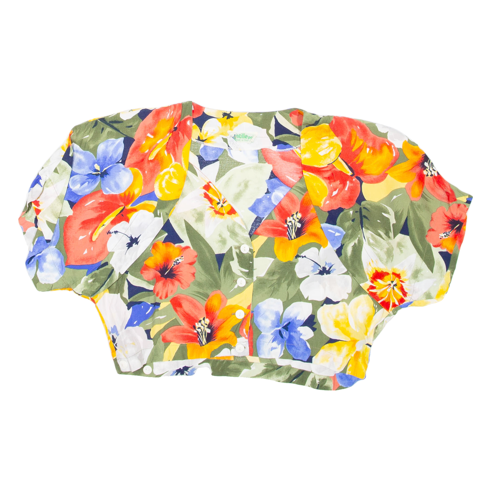 Buy Womens Cropped Blouse Green V-Neck Floral M Refurbished - $16.89 Womens Cropped Blouse Green V-Neck Floral M Refurbished - N/A refurbished available on Cerqular