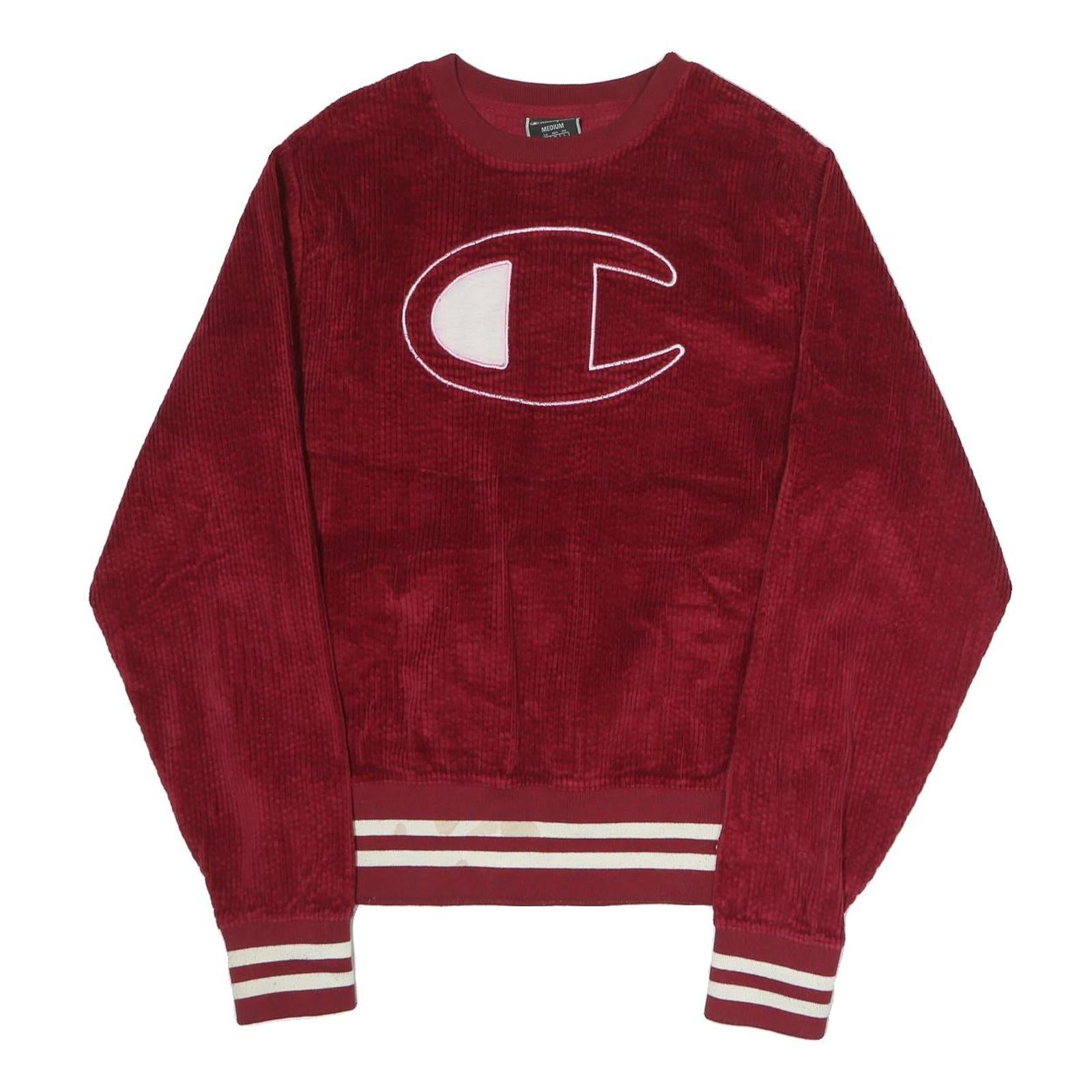 CHAMPION Mens Red Cotton Blend Crew Neck M Embroidered Logo Sweatshirt Refurbished - N/A refurbished available on Cerqular