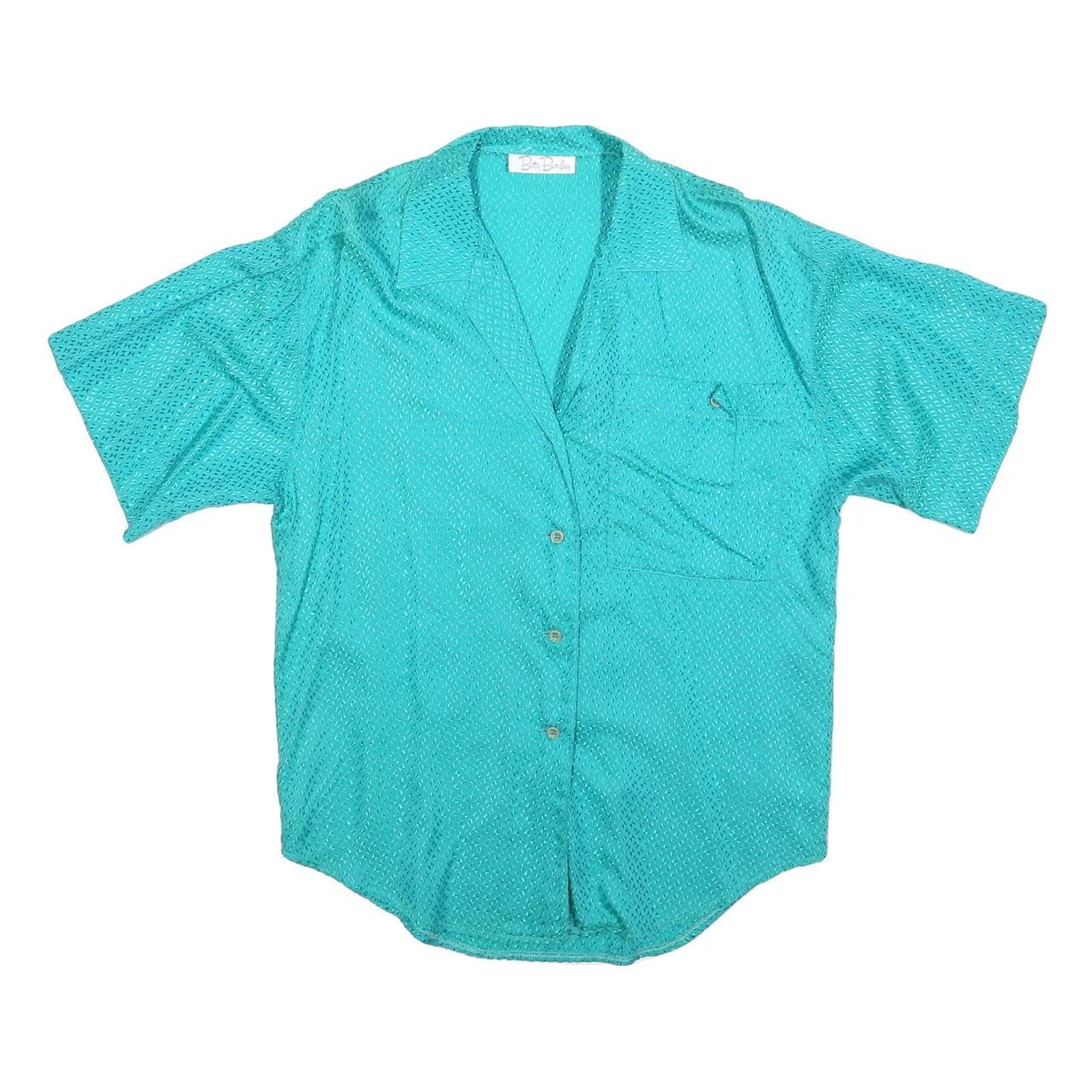 BETTY BARCLAY Womens Turquoise Blouse Short Sleeve Collared M Light Pattern Refurbished - N/A refurbished available on Cerqular
