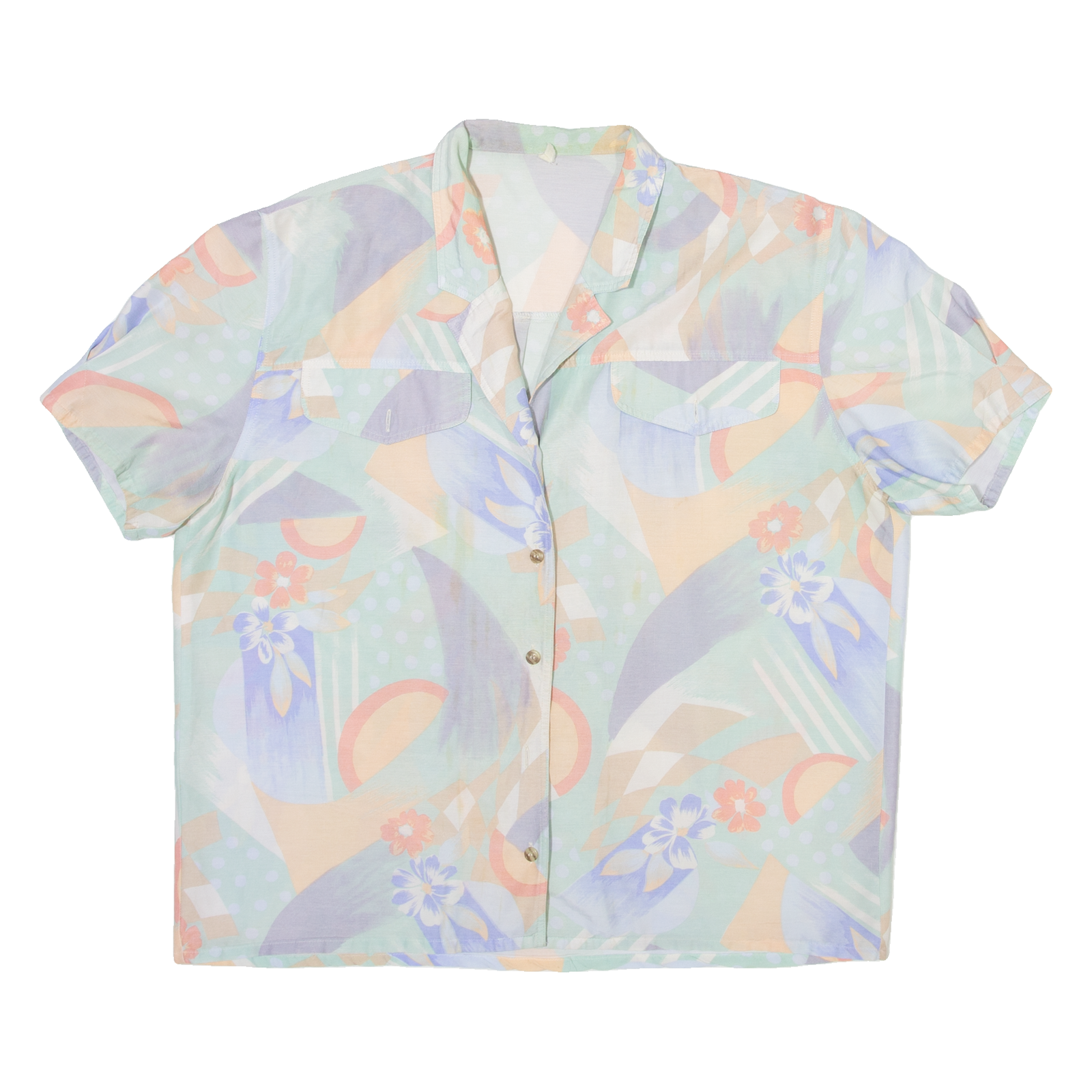 KLEPPER SPORTSWEAR Womens Shirt Blouse Green V-Neck Crazy Pattern M Refurbished - N/A refurbished available on Cerqular