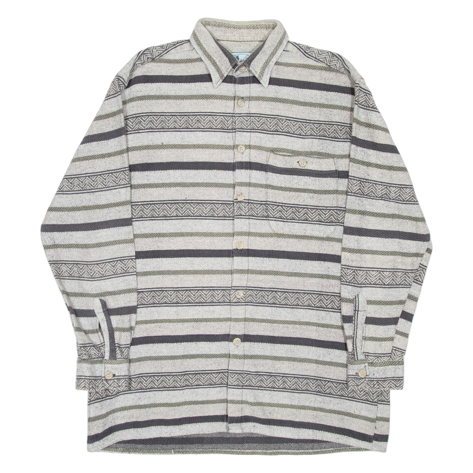 SEASONS Mens Shirt Grey Striped Long Sleeve L Refurbished - N/A refurbished available on Cerqular