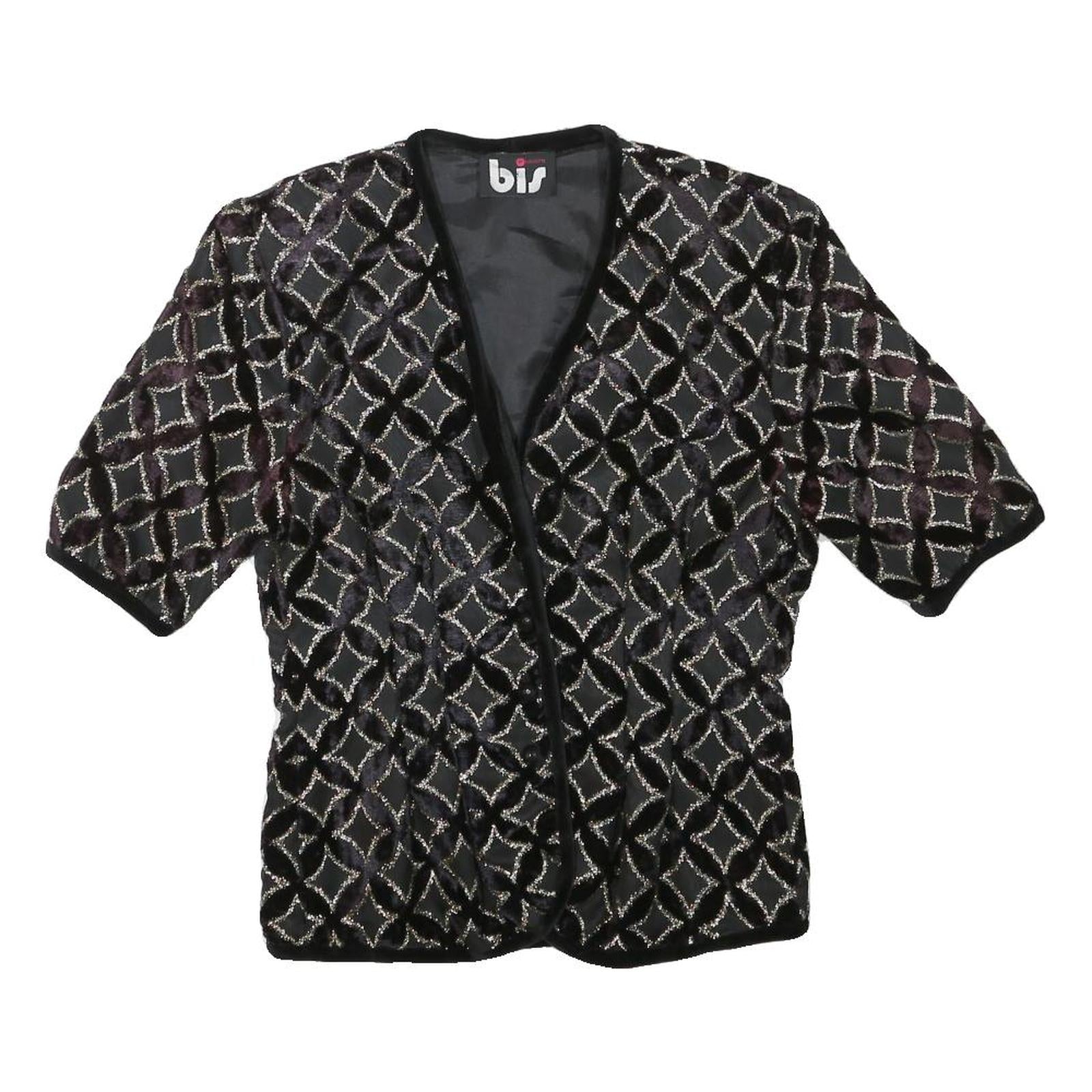 Buy BIS Womens Black Polyester Blend Geometric Pattern Jacket XXS Button Closure Refurbished - $37.69 BIS Womens Black Polyester Blend Geometric Pattern Jacket XXS Button Closure Refurbished - N/A refurbished available on Cerqular