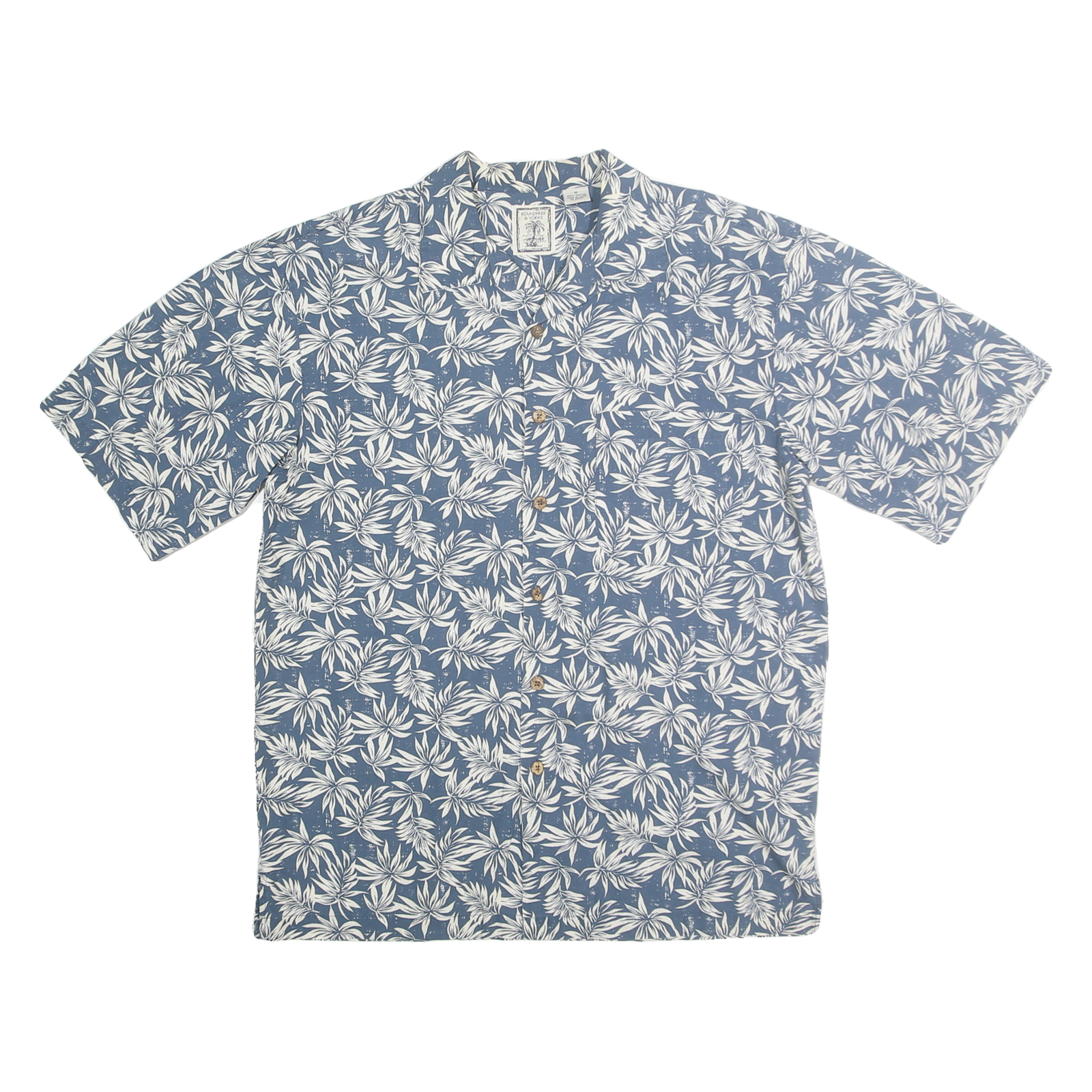 ROUNDTREE & YORKE Mens Blue & White Leaf Print Cotton Shirt M Casual Summer Refurbished - N/A refurbished available on Cerqular