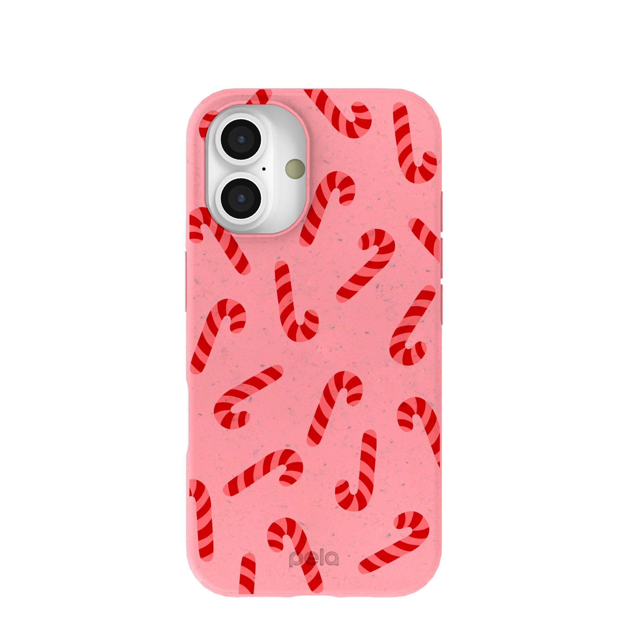 Bubblegum Pink Candy Cane Chaos iPhone 16 Case Refurbished - Pela Case refurbished available on Cerqular