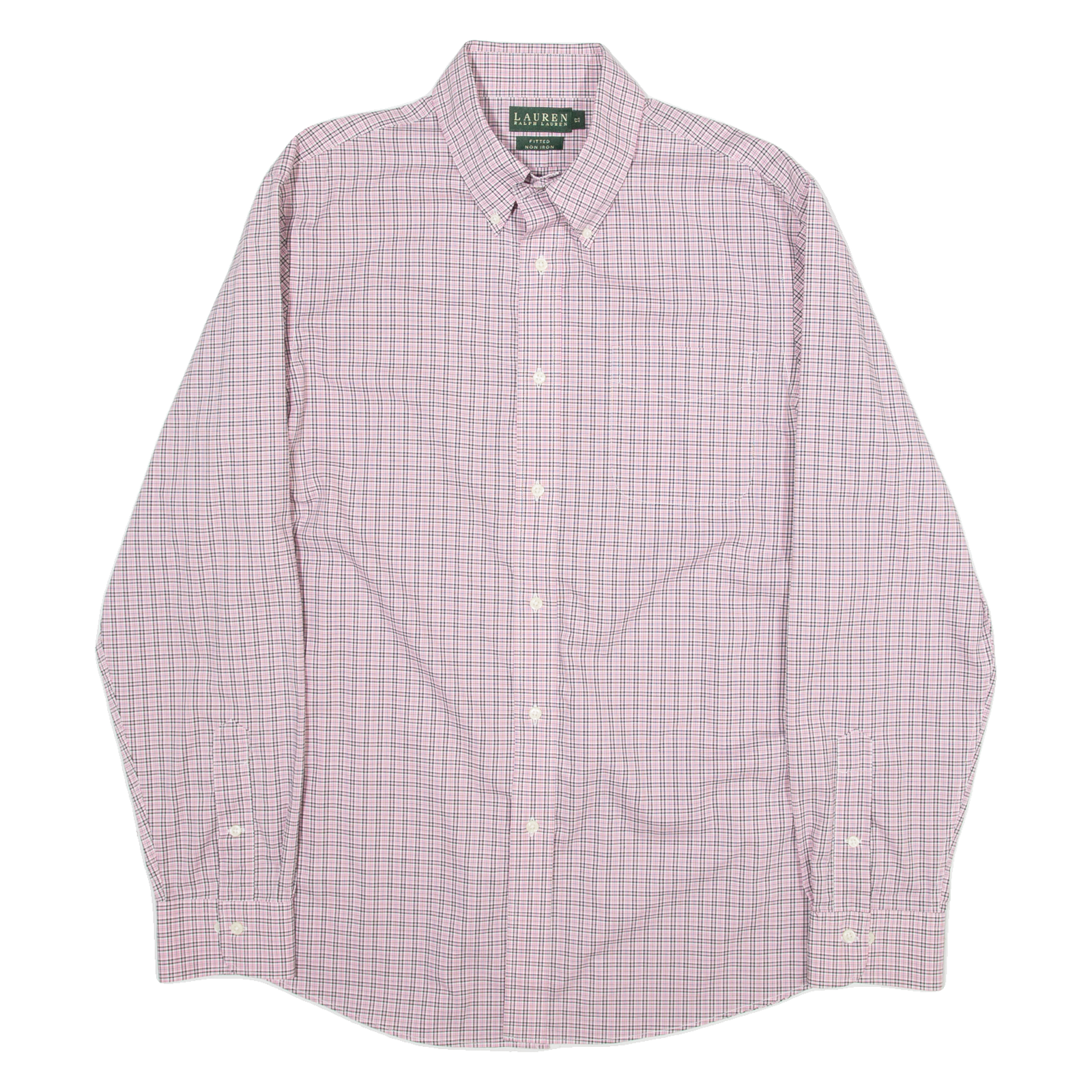 LAUREN RALPH LAUREN Fitted Mens Shirt Pink Check Long Sleeve L Refurbished - N/A refurbished available on Cerqular