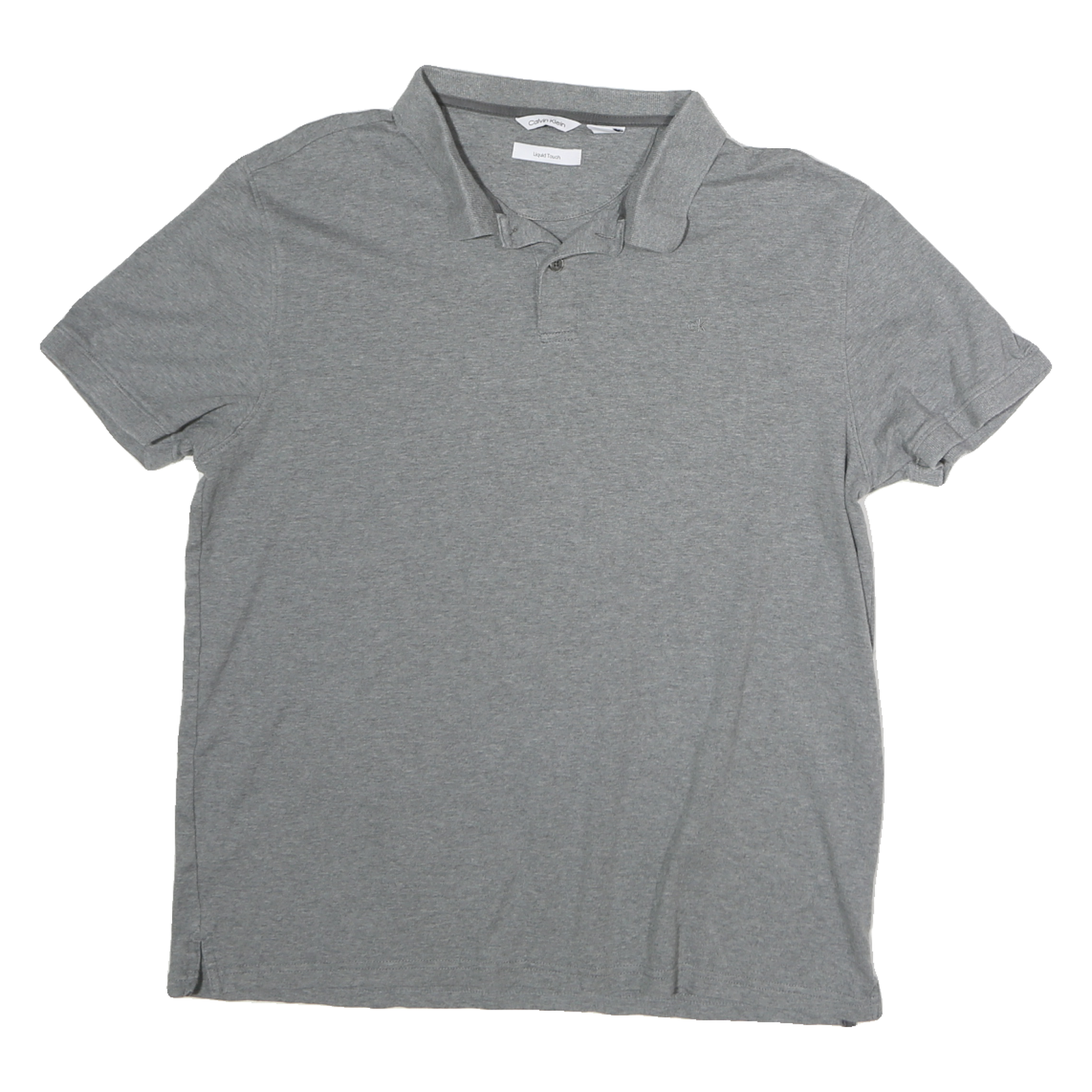 CALVIN KLEIN Mens Grey Short Sleeve Plain Polo Shirt L Casual Classic Cotton Refurbished - N/A refurbished available on Cerqular